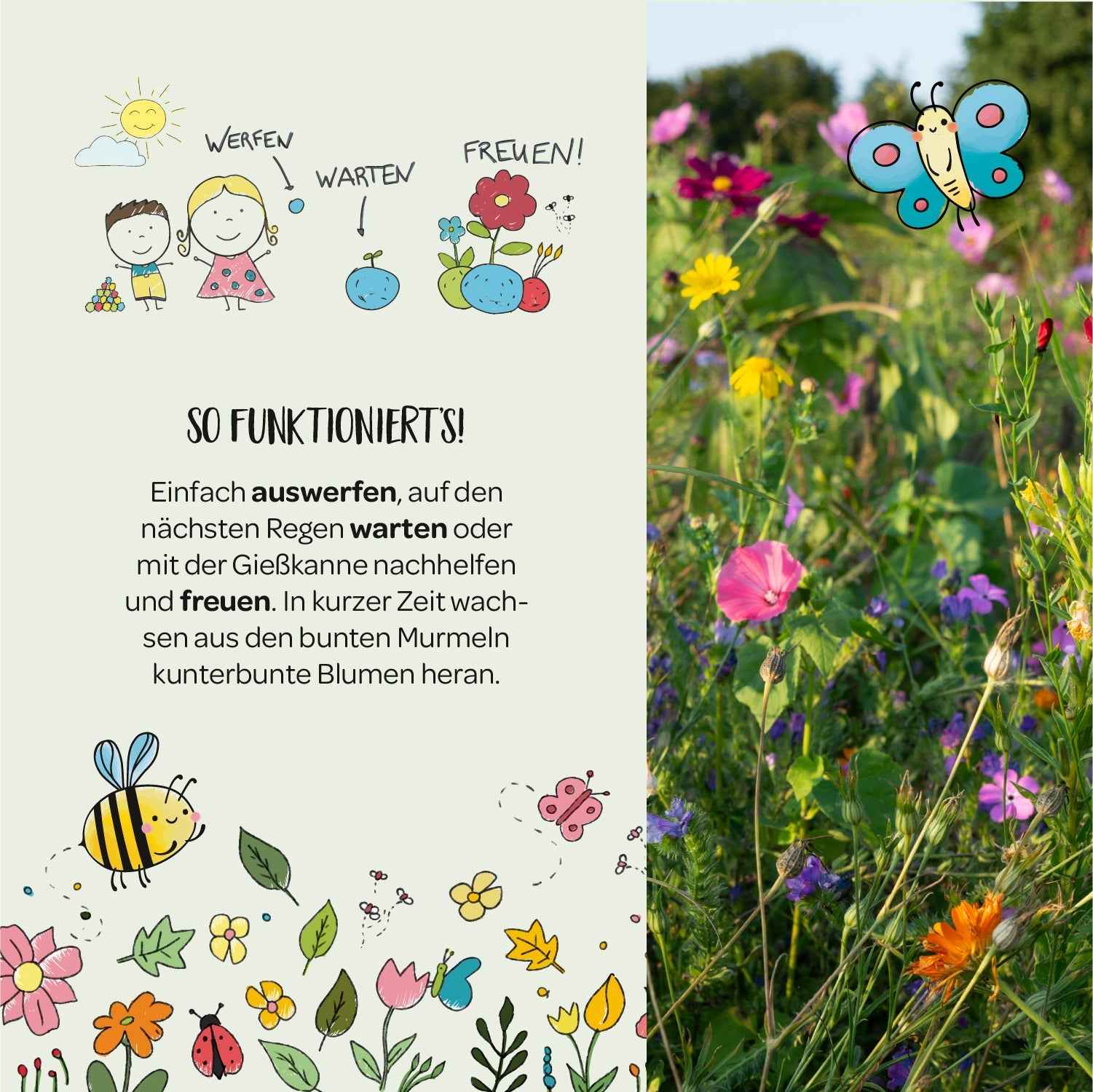 10x5 Blumenmurmeln im Tütchen – Danke