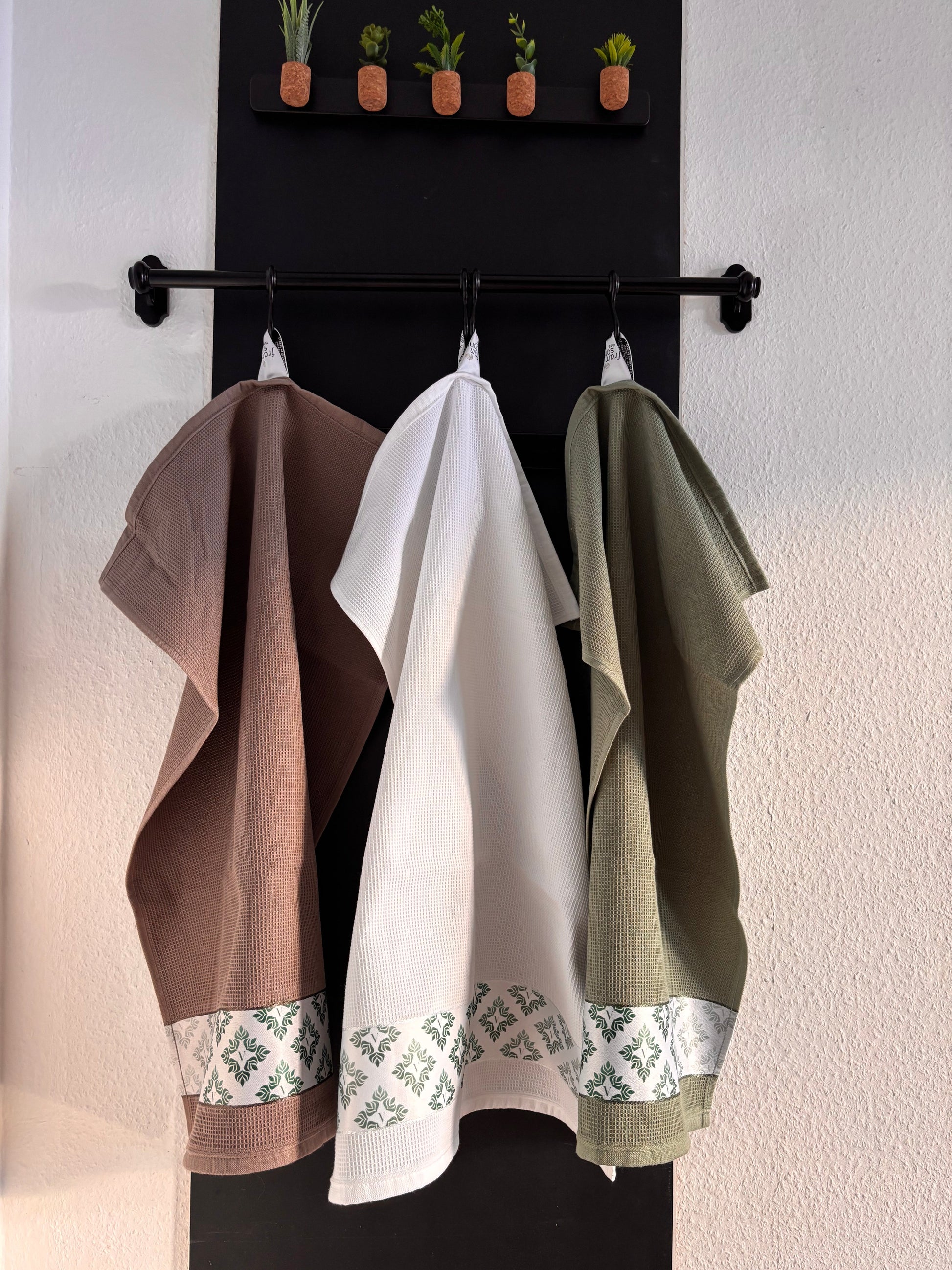 Waffel-Küchentuch 100% Baumwolle in Grau, 50x70cm, klassisches Design für die Küche