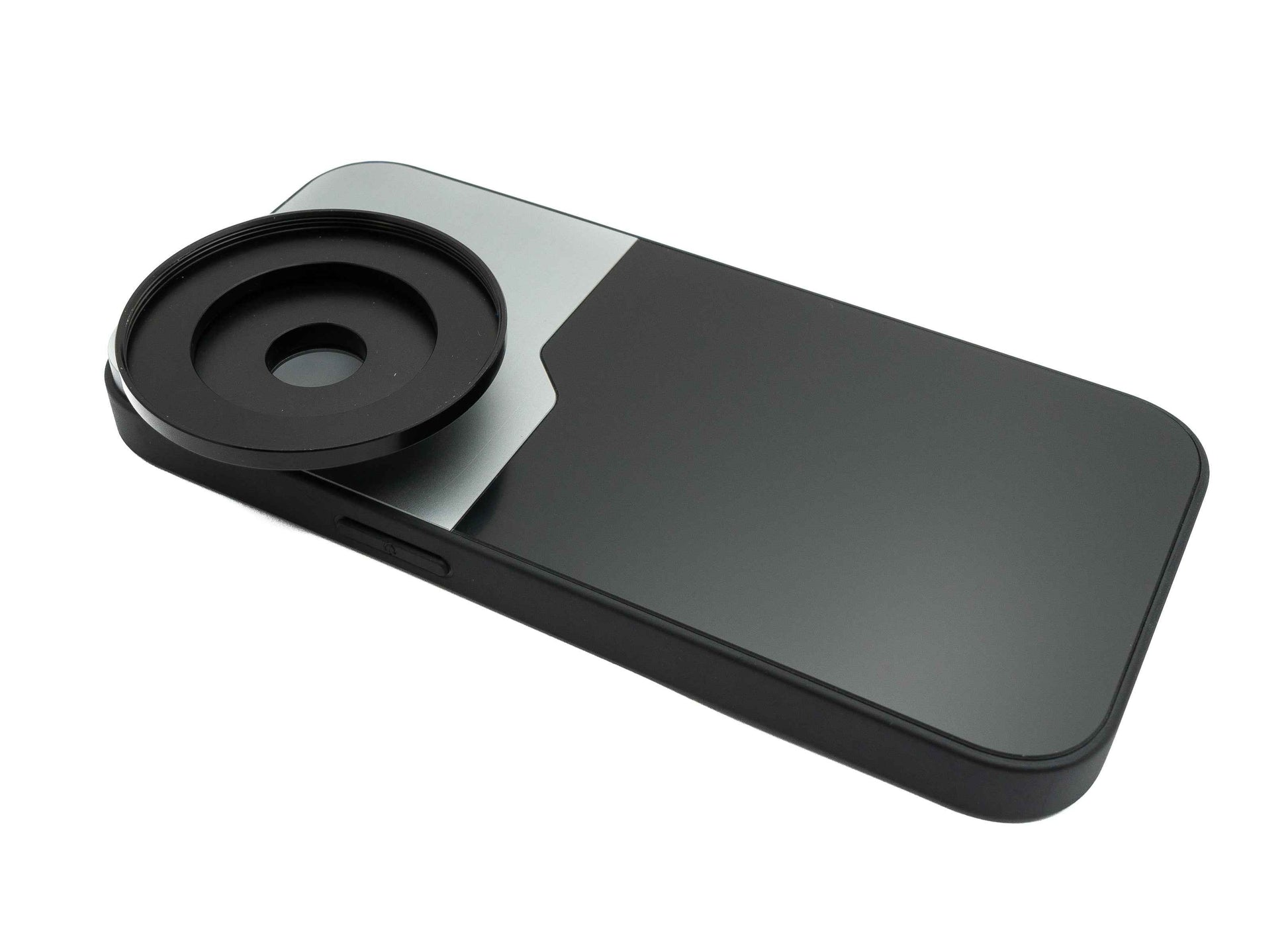 SYSTEM-S Objektiv Hülle 52 mm kompatibel mit Effekt Linse mit Gewinde für iPhone 14 Pro in Schwarz Grau