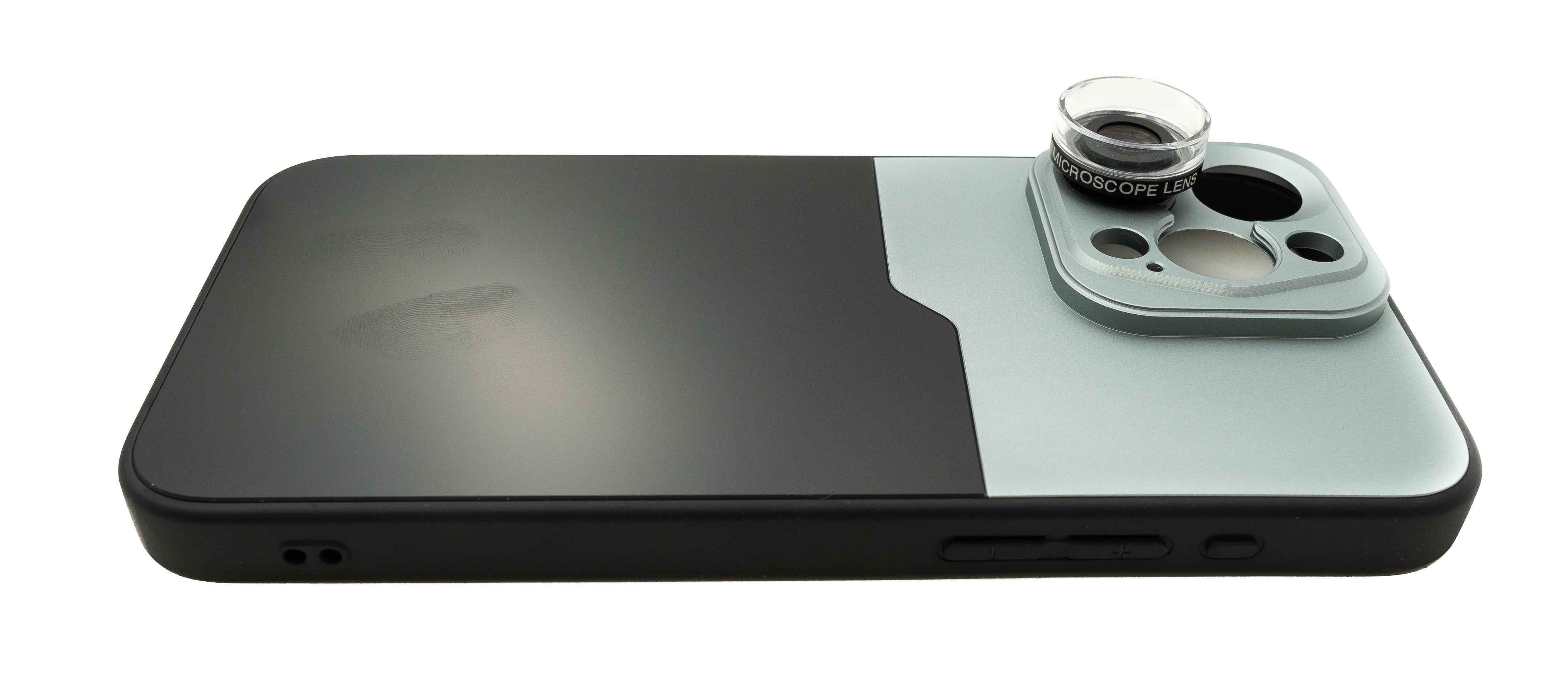 SYSTEM-S Super Makro Linse 30x 37 mm Mikroskop Filter mit Hülle für iPhone 15 Pro Max