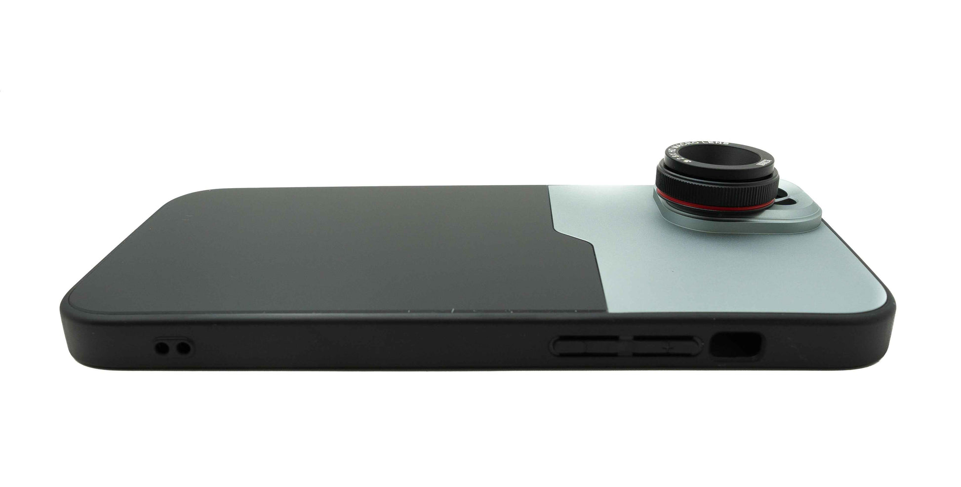 SYSTEM-S Makro Linse 2,8x 37 mm HD Filter mit Hülle für iPhone 15 Plus in Schwarz Grau