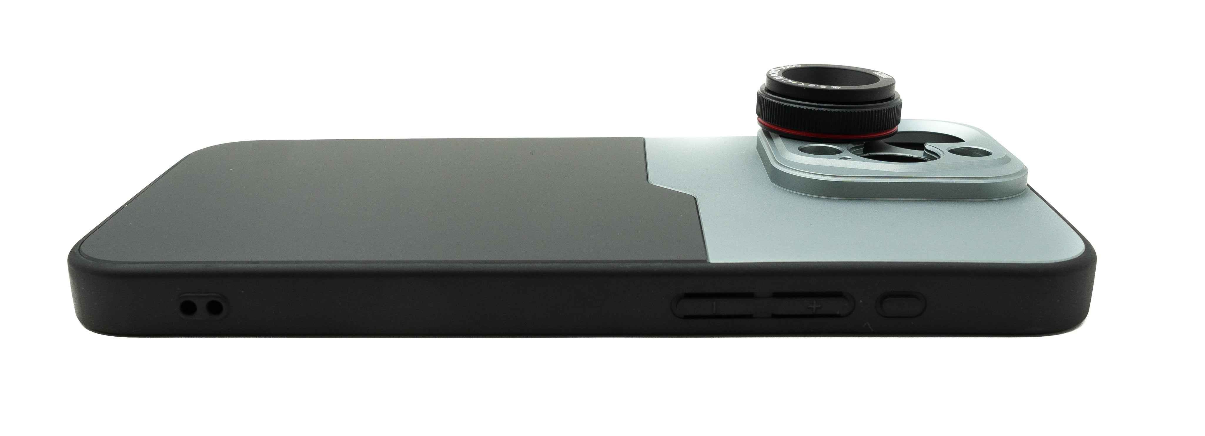 SYSTEM-S Makro Linse 2,8x 37 mm HD Filter mit Hülle für iPhone 15 Pro Max in Schwarz Grau