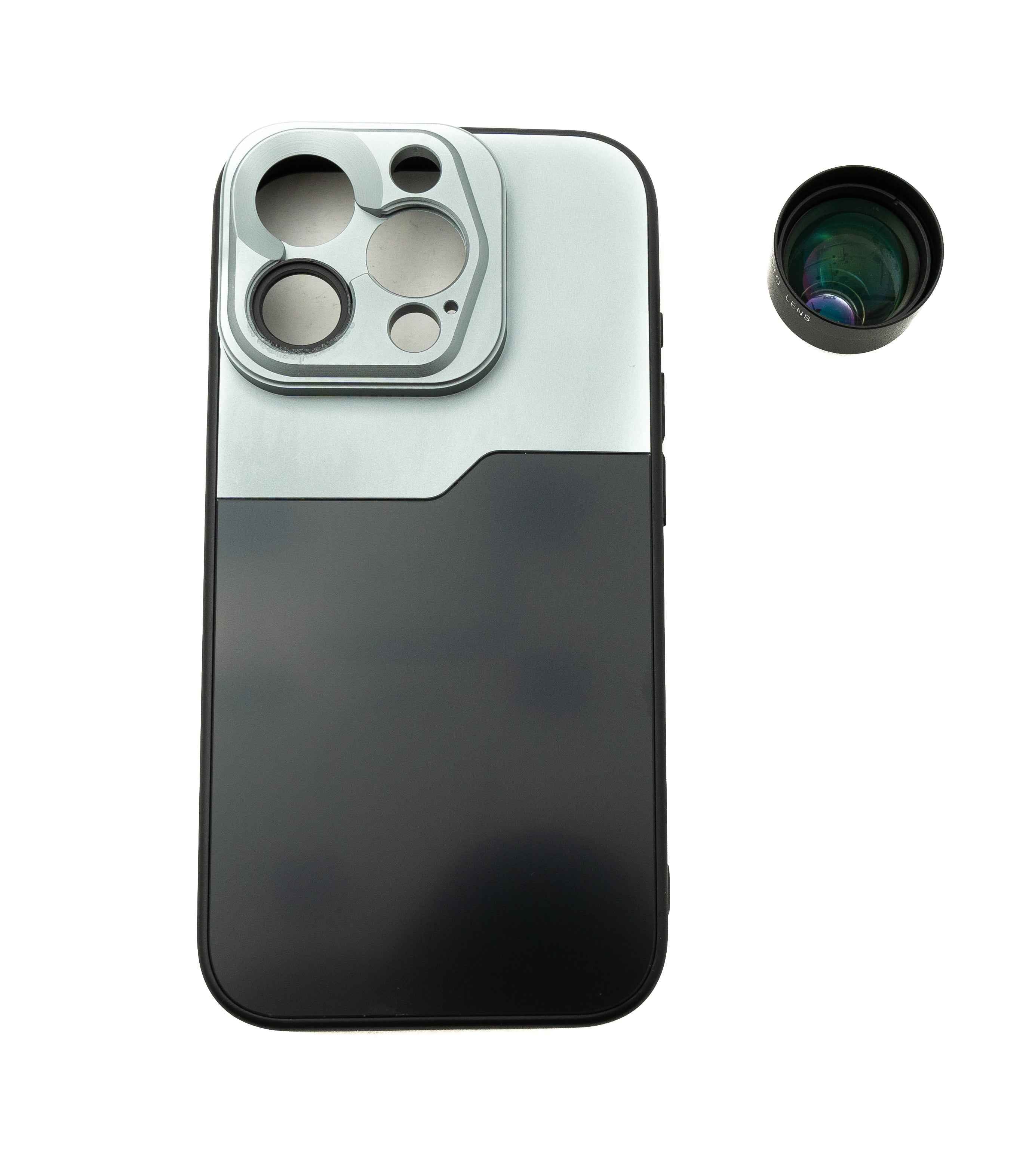 SYSTEM-S Zoom Linse 3x Tele Objektiv 37 mm Filter mit Hülle für iPhone 15 Pro in Schwarz Grau