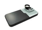 SYSTEM-S Zoom Linse 3x Tele Objektiv 37 mm Filter mit Hülle für iPhone 15 Pro Max in Schwarz Grau