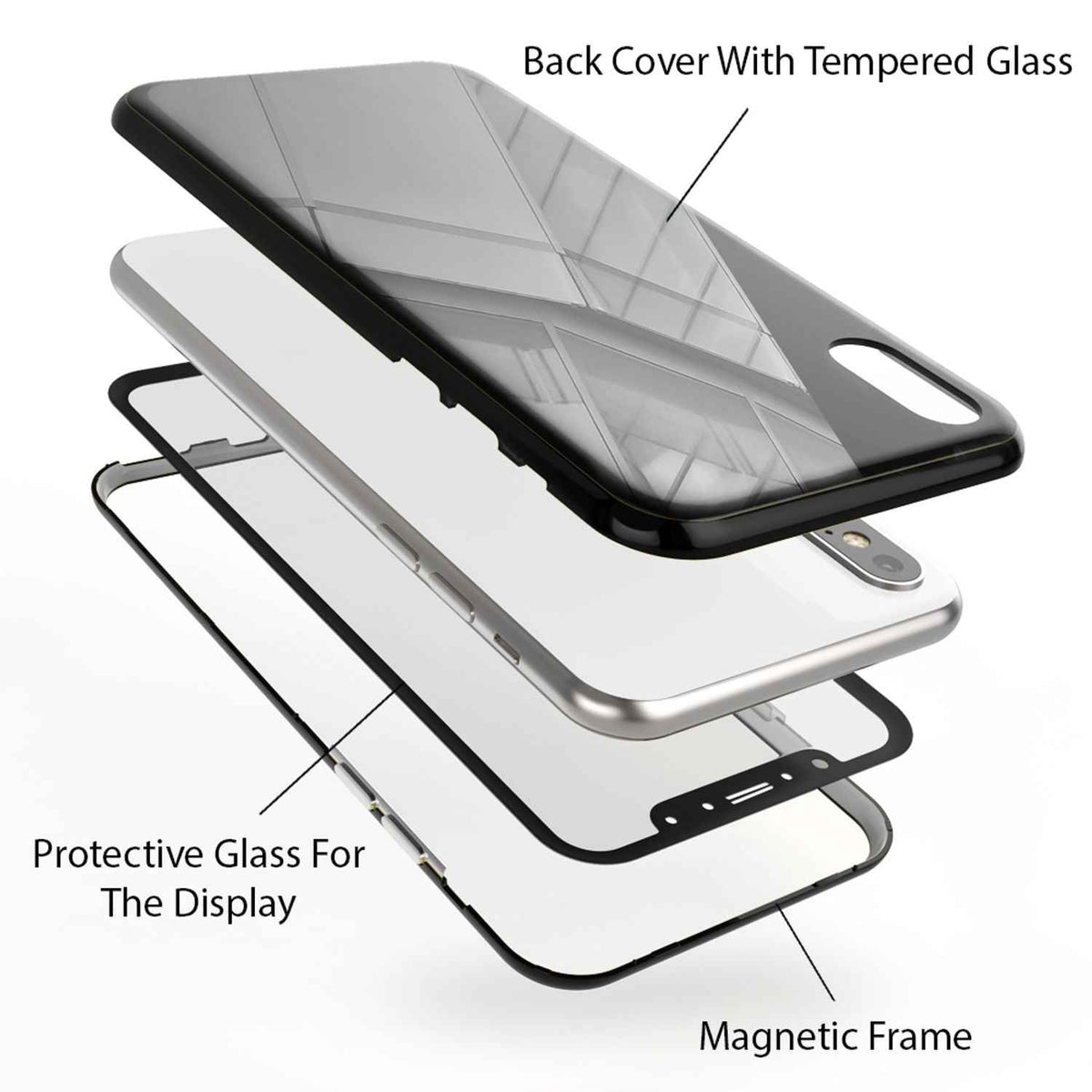NALIA 360° Magnet Hülle für iPhone XS Max, Slim Hard Case mit Display Schutz
