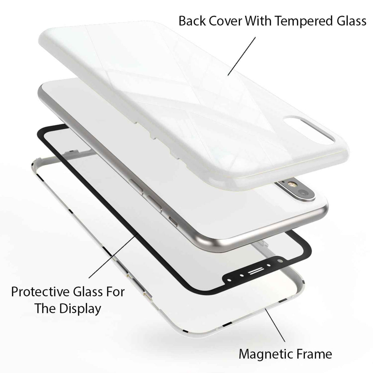 NALIA 360° Magnet Hülle für iPhone XS Max, Slim Hard Case mit Display Schutz