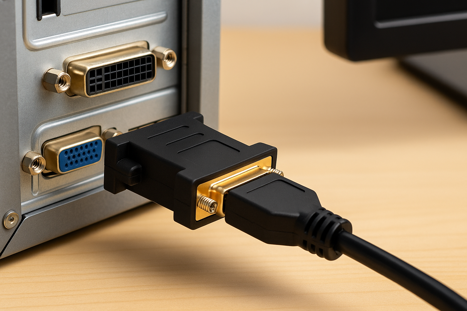 DVI-Adapter DVI-I (24+5) auf DVI-D (24+1) vergoldet schwarz 5 cm 65524142