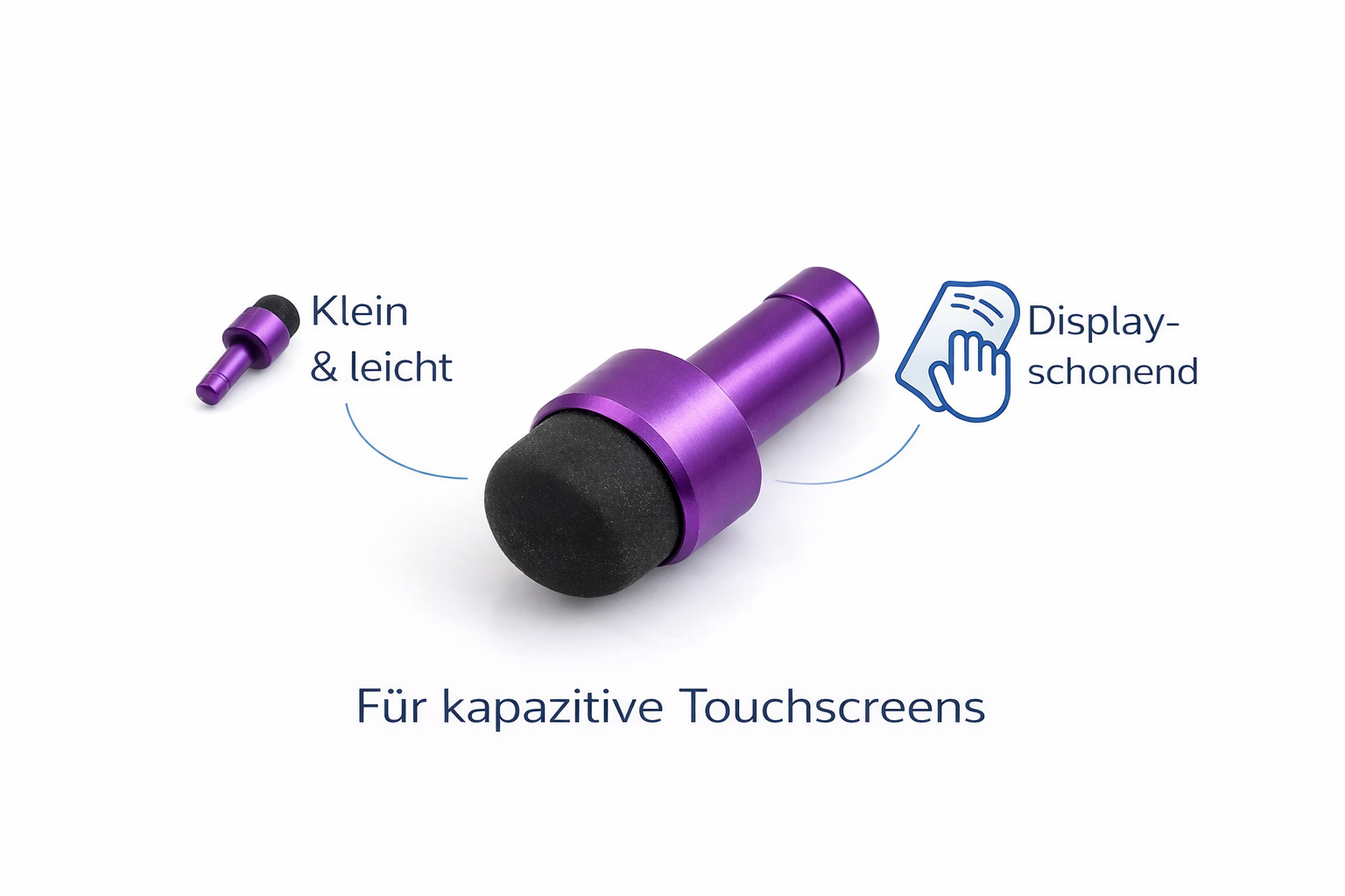 Mini Stylus Touch Pen lila 2 cm Silikonspitze für Touchscreen-Geräte | System-S