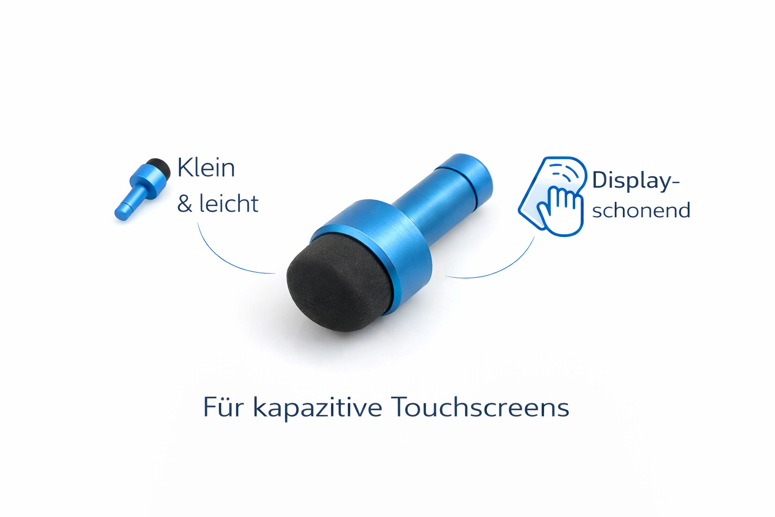 Eingabestift Mini Stylus Touch Pen mit Audio-Stecker 2 cm Blau | System-S