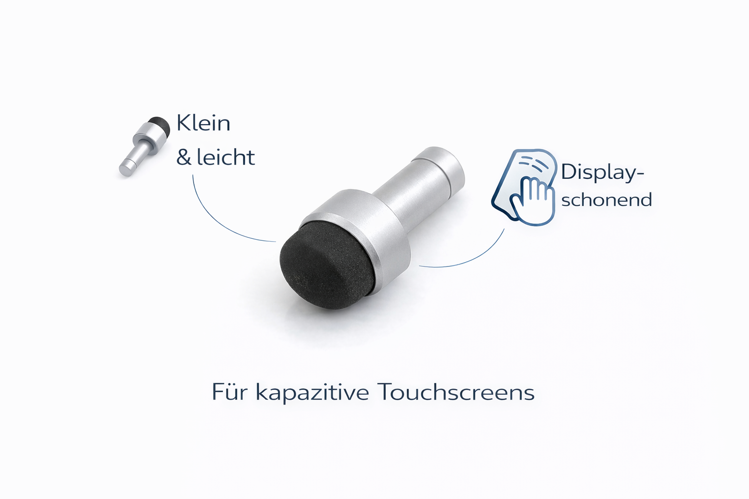 Mini Stylus Touch Pen silber 2 cm für Touchscreen-Geräte | System-S