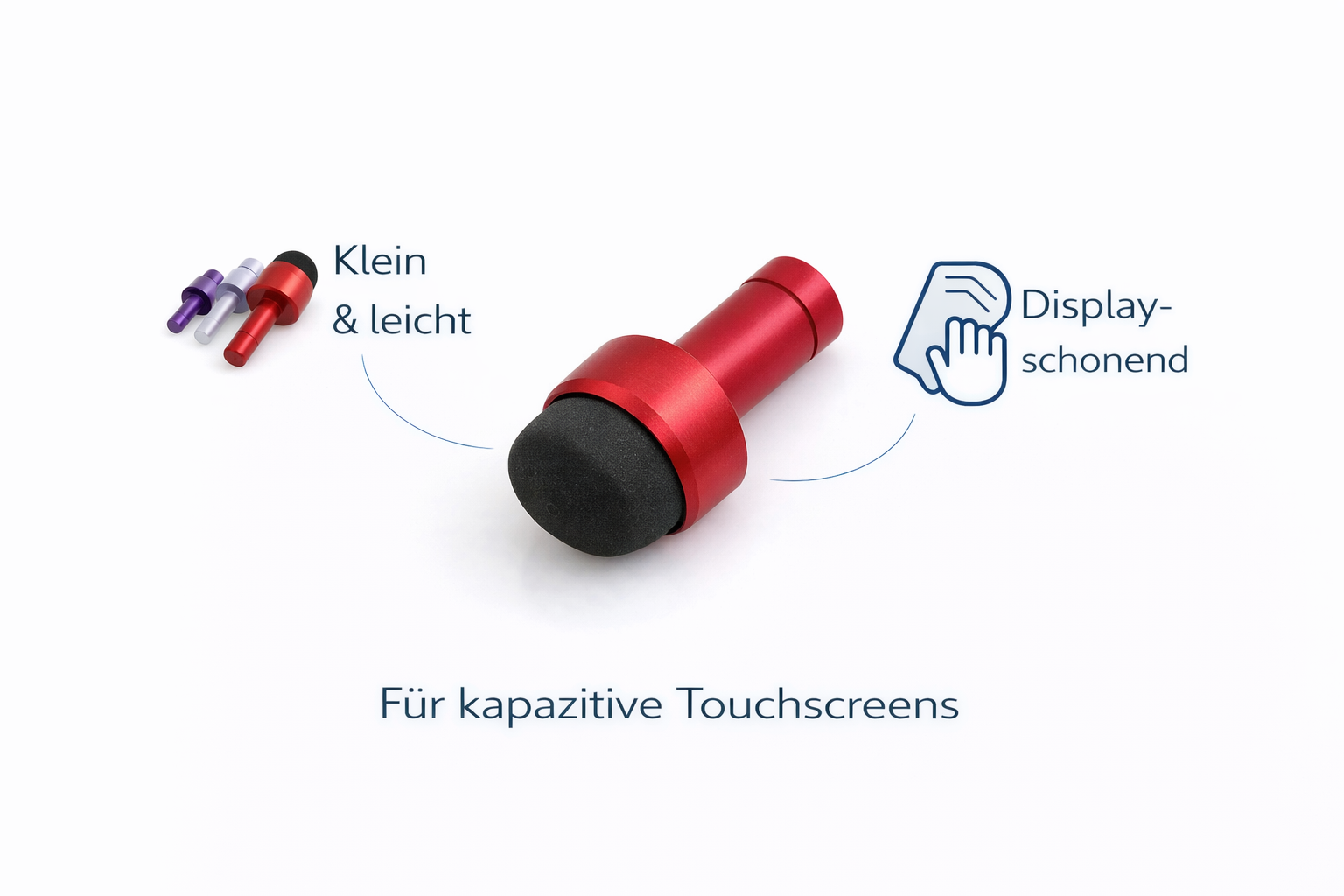 Stylus Touch Pen mit Audio-Stecker für Smartphone Tablet PC rot 2 cm | SYSTEM-S