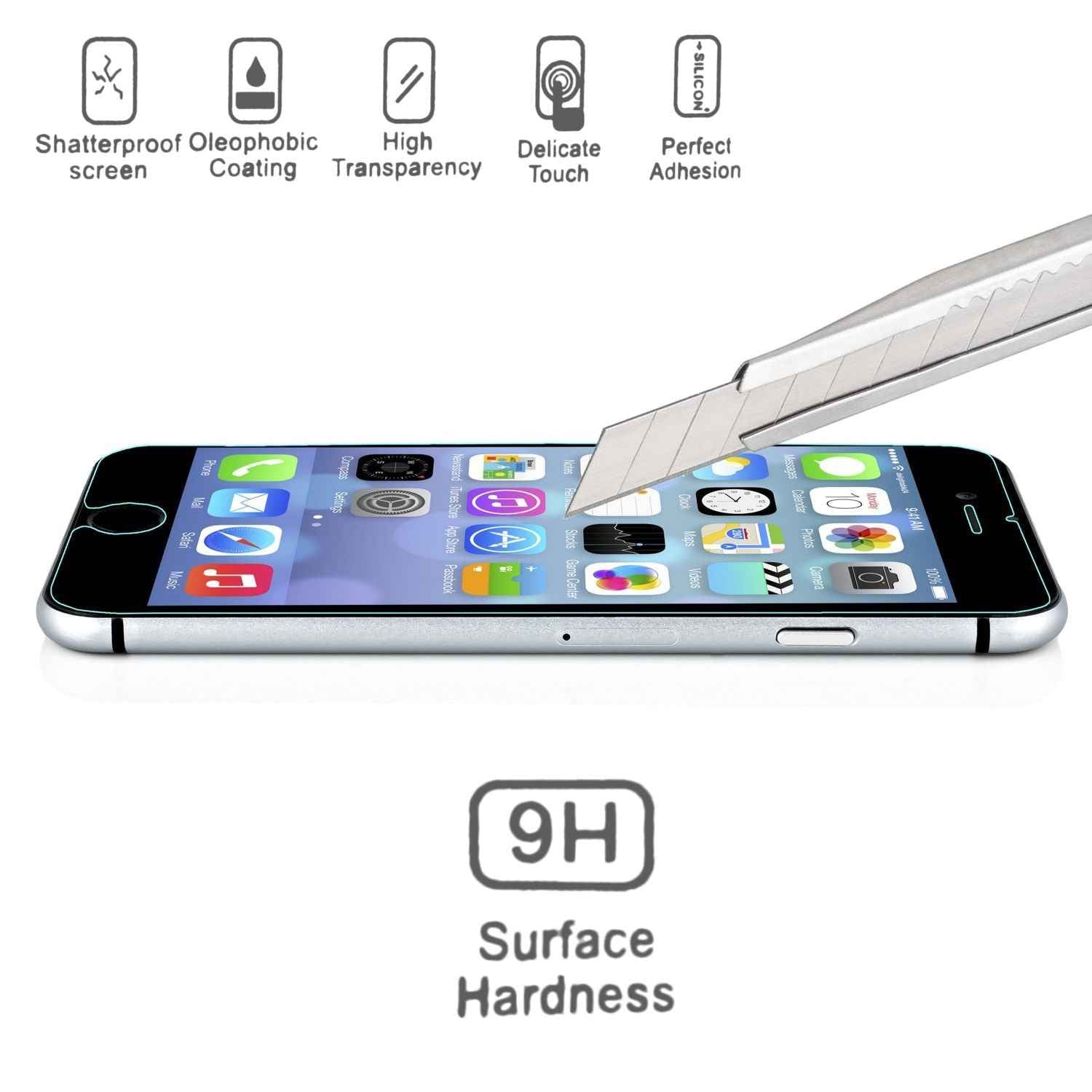 NALIA Schutzglas für Apple iPhone 6 Plus / 6S Plus, 9H Glasfolie Displayschutz