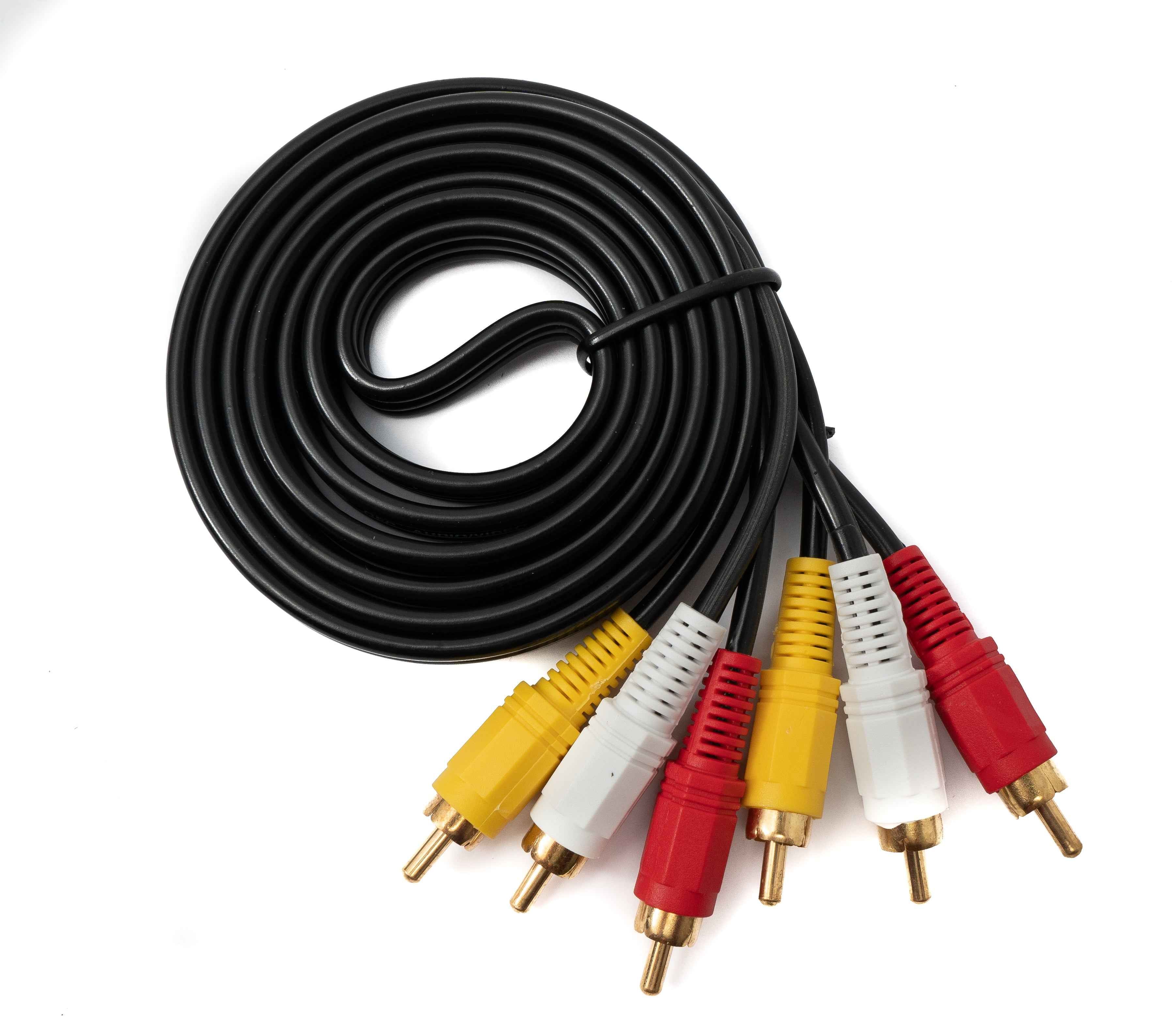 SYSTEM-S Cinch 3 RCA Kabel 1,5 m Stecker zu Stecker Stereo & Composite AV Schwarz