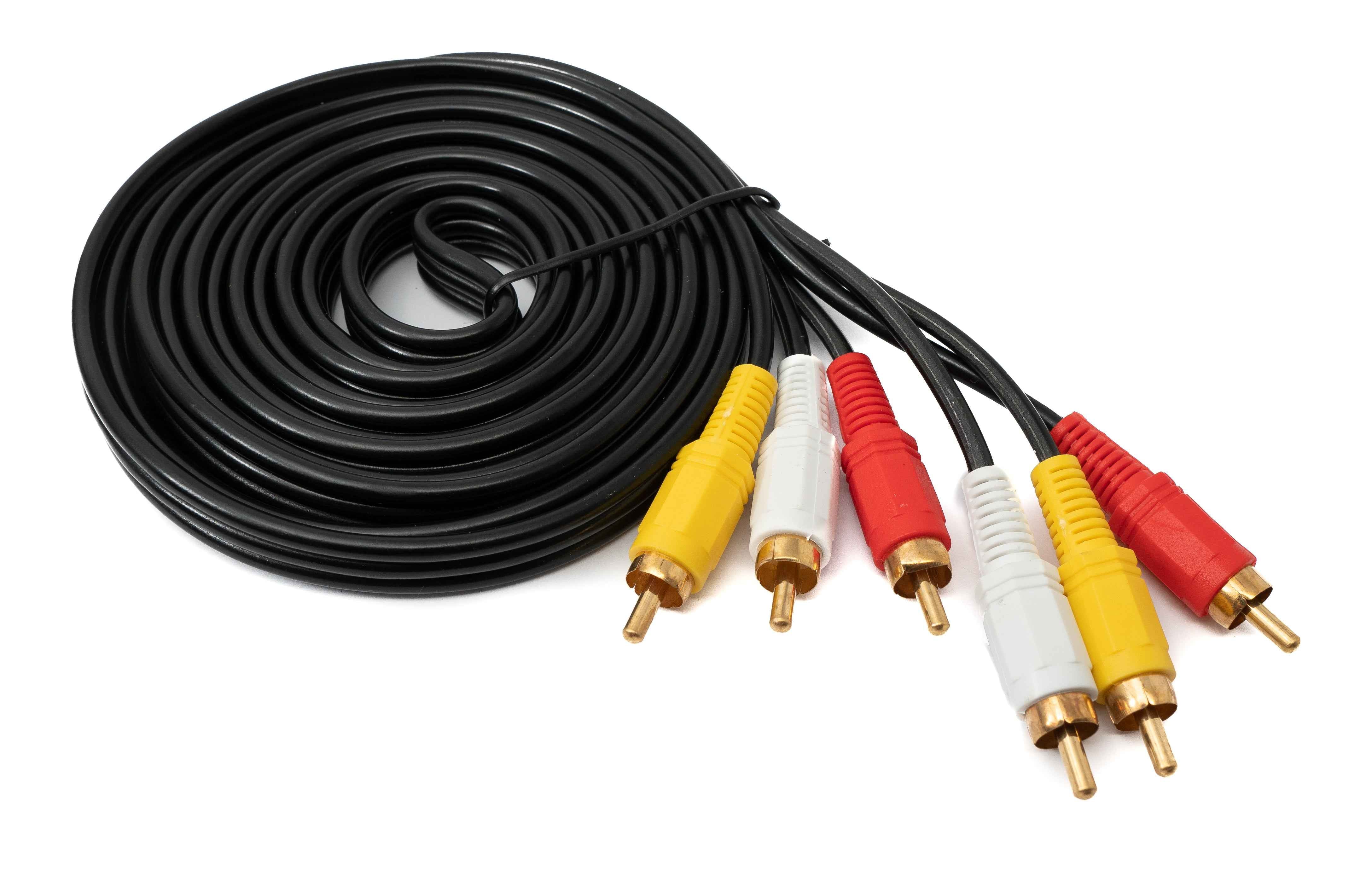 SYSTEM-S Cinch 3 RCA Kabel 3 m Stecker zu Stecker Stereo & Composite AV Schwarz