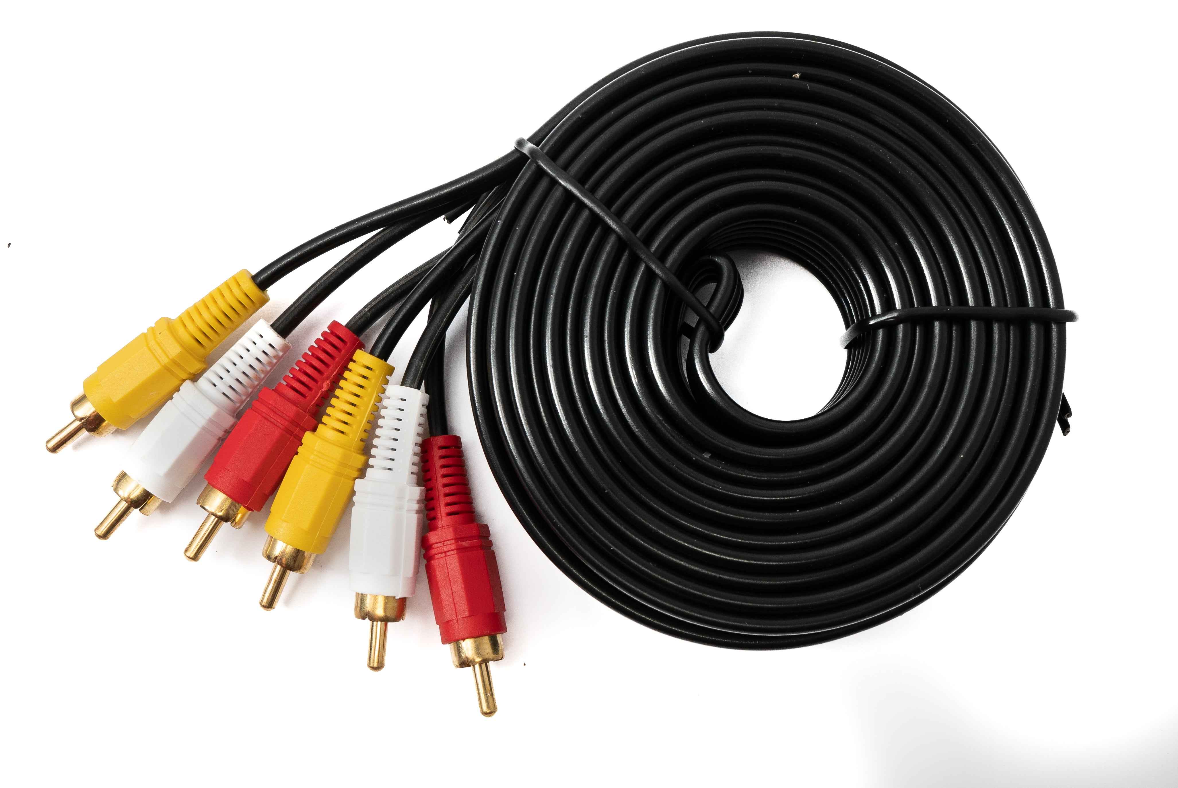 SYSTEM-S Cinch 3 RCA Kabel 5 m Stecker zu Stecker Stereo & Composite AV Schwarz