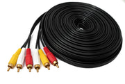 SYSTEM-S Cinch 3 RCA Kabel 15 m Stecker zu Stecker Stereo & Composite AV Schwarz