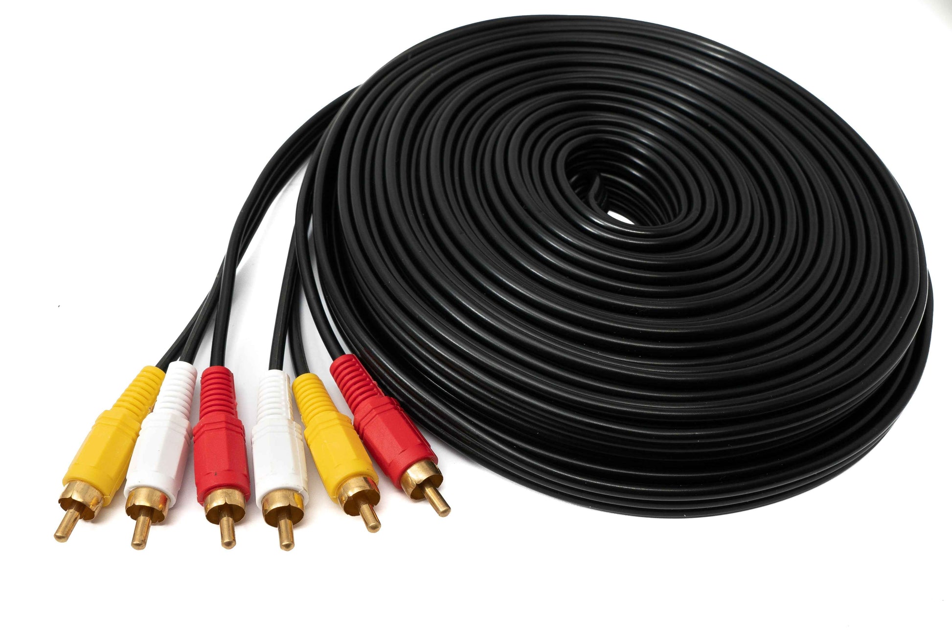 SYSTEM-S Cinch 3 RCA Kabel 15 m Stecker zu Stecker Stereo & Composite AV Schwarz