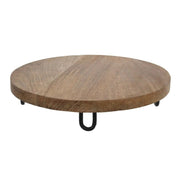 Dekobrett aus Mango Holz, Ø 30 cm, mit Füßen, rustikales Design