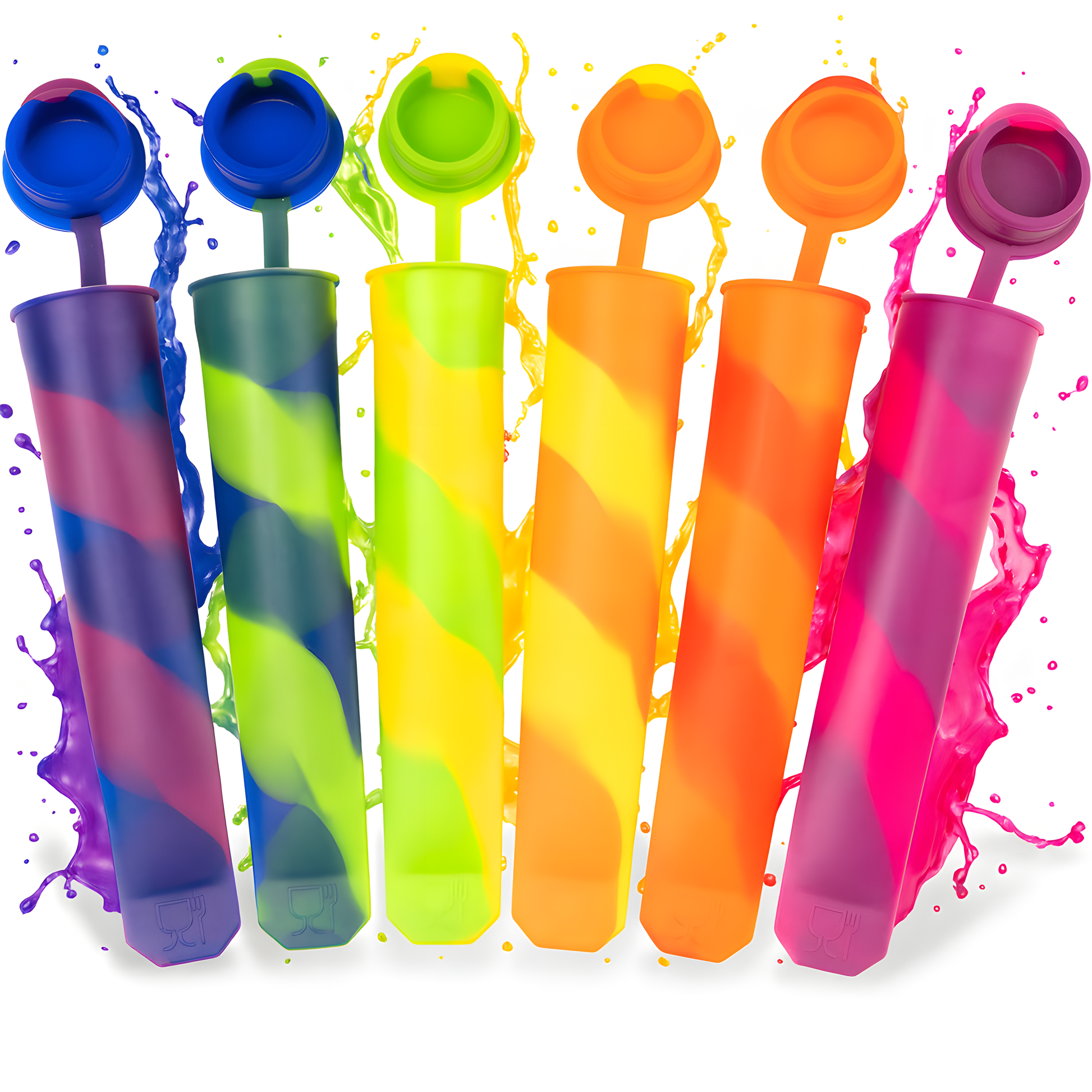 Wiederverwendbare Silikon-Eisformen in bunten Farben, 6 Stück, ideal für kreative Eisideen