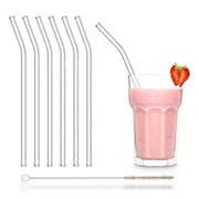 Glasstrohhalme 6x 23cm gebogen Glastrinkhalme mit Knick