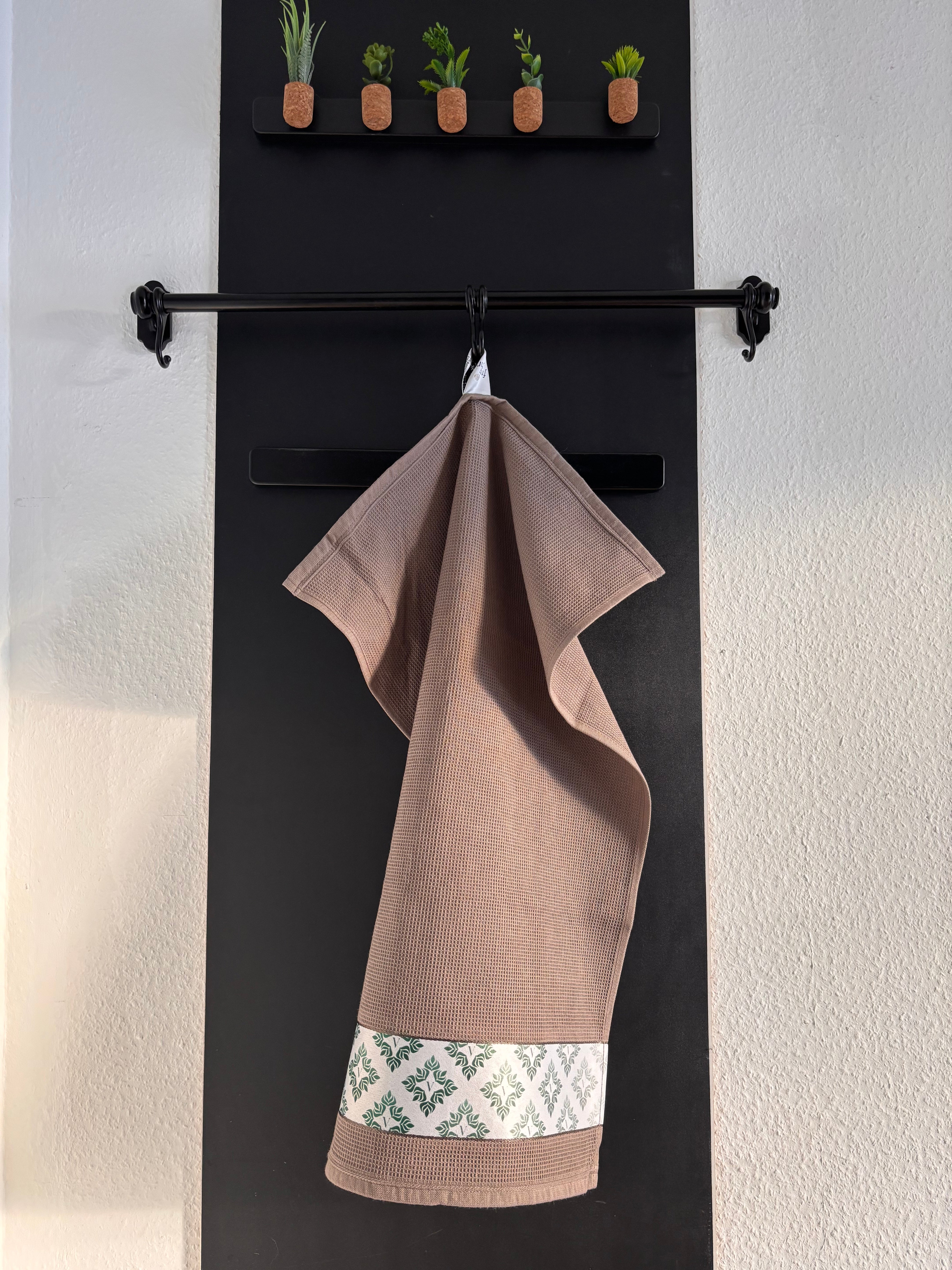 Waffel-Küchentuch 100% Baumwolle in Dunkelgrün, 50x70cm, umweltfreundlich und langlebig