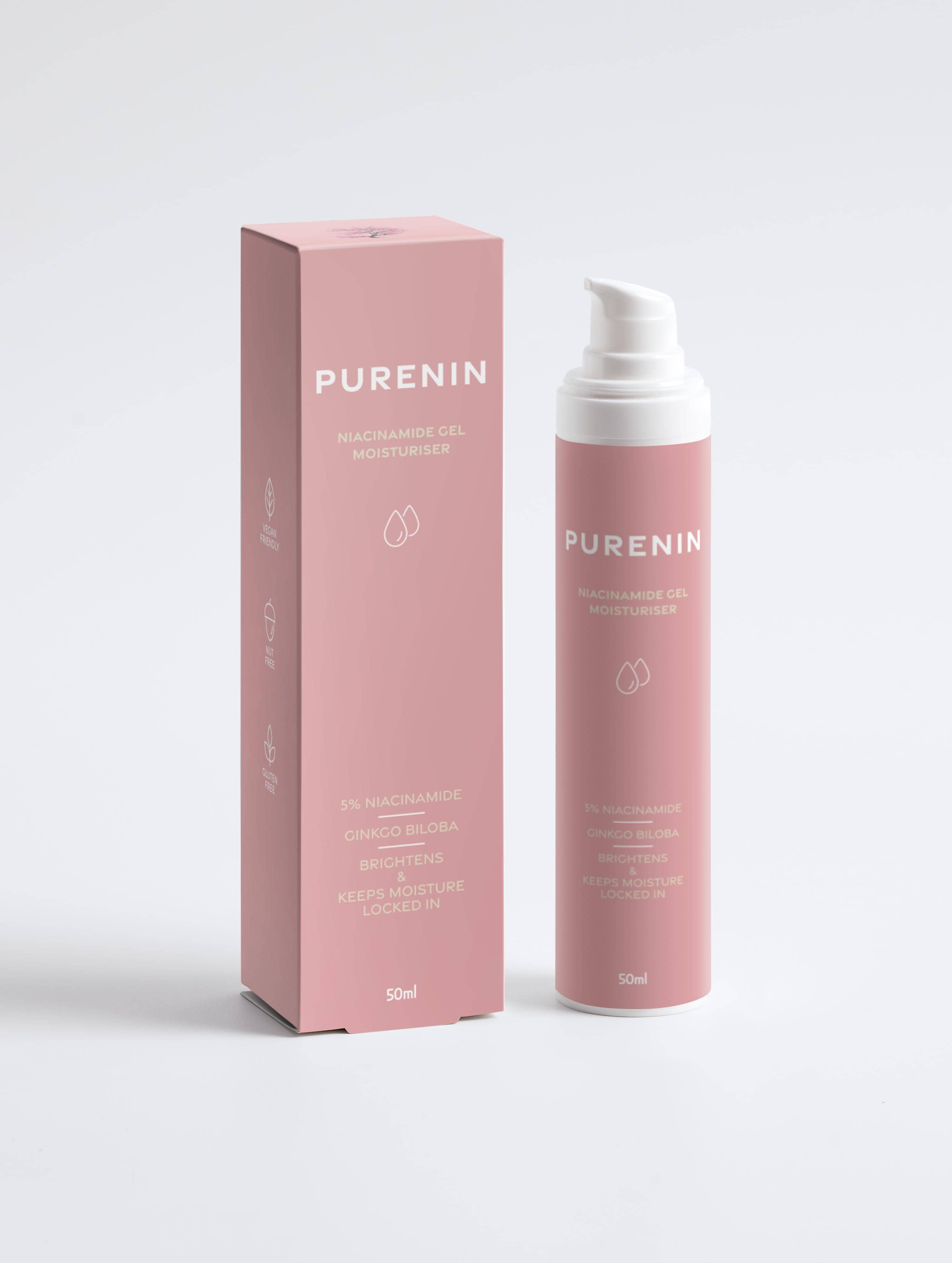 Purenin Niacinamide Gel Moisturiser, Feuchtigkeitsgel in praktischer Pumpflasche