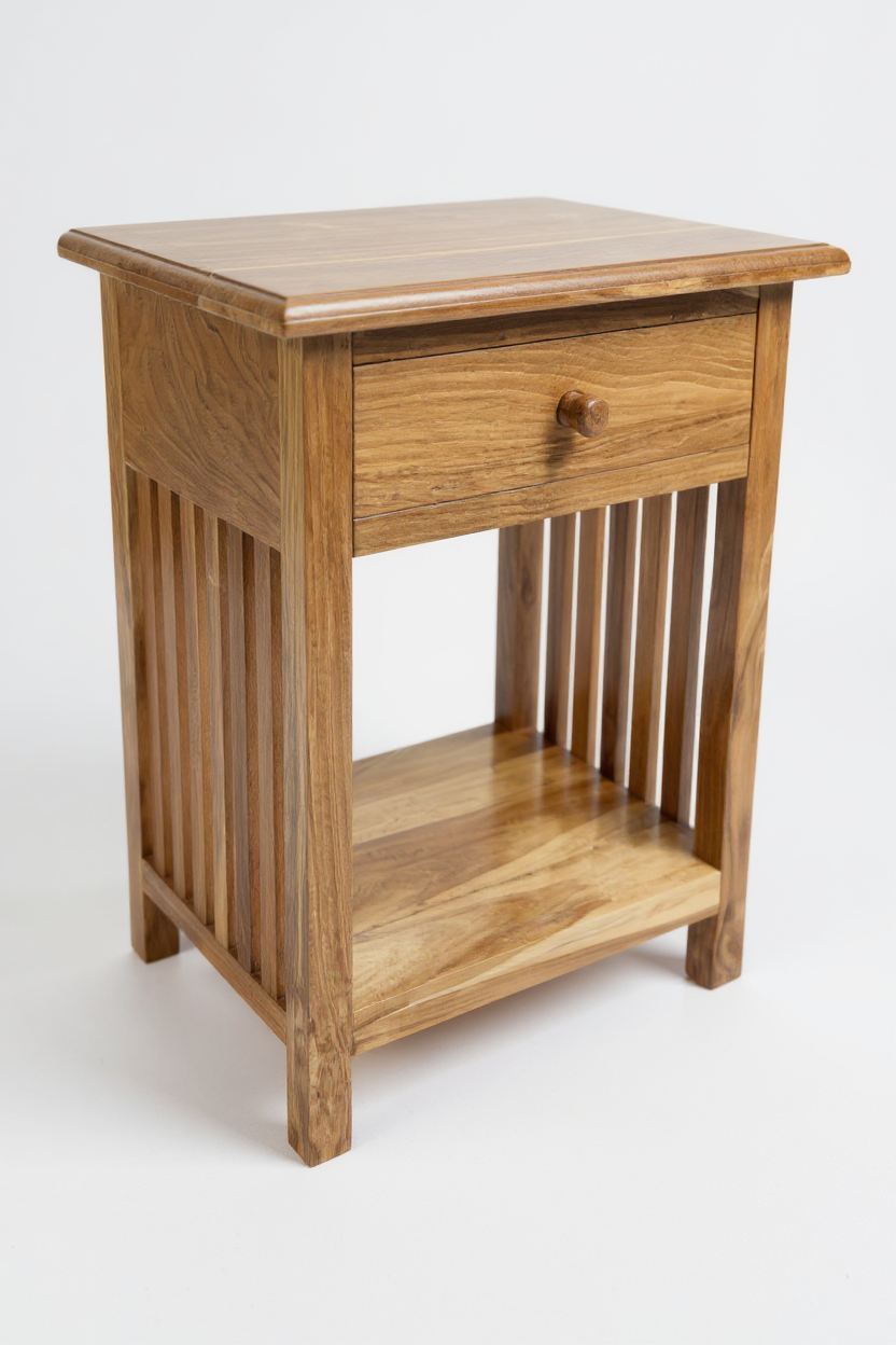 Beistelltisch Nachttisch im Vintage-Look, Teakholz, 50x40x30 cm