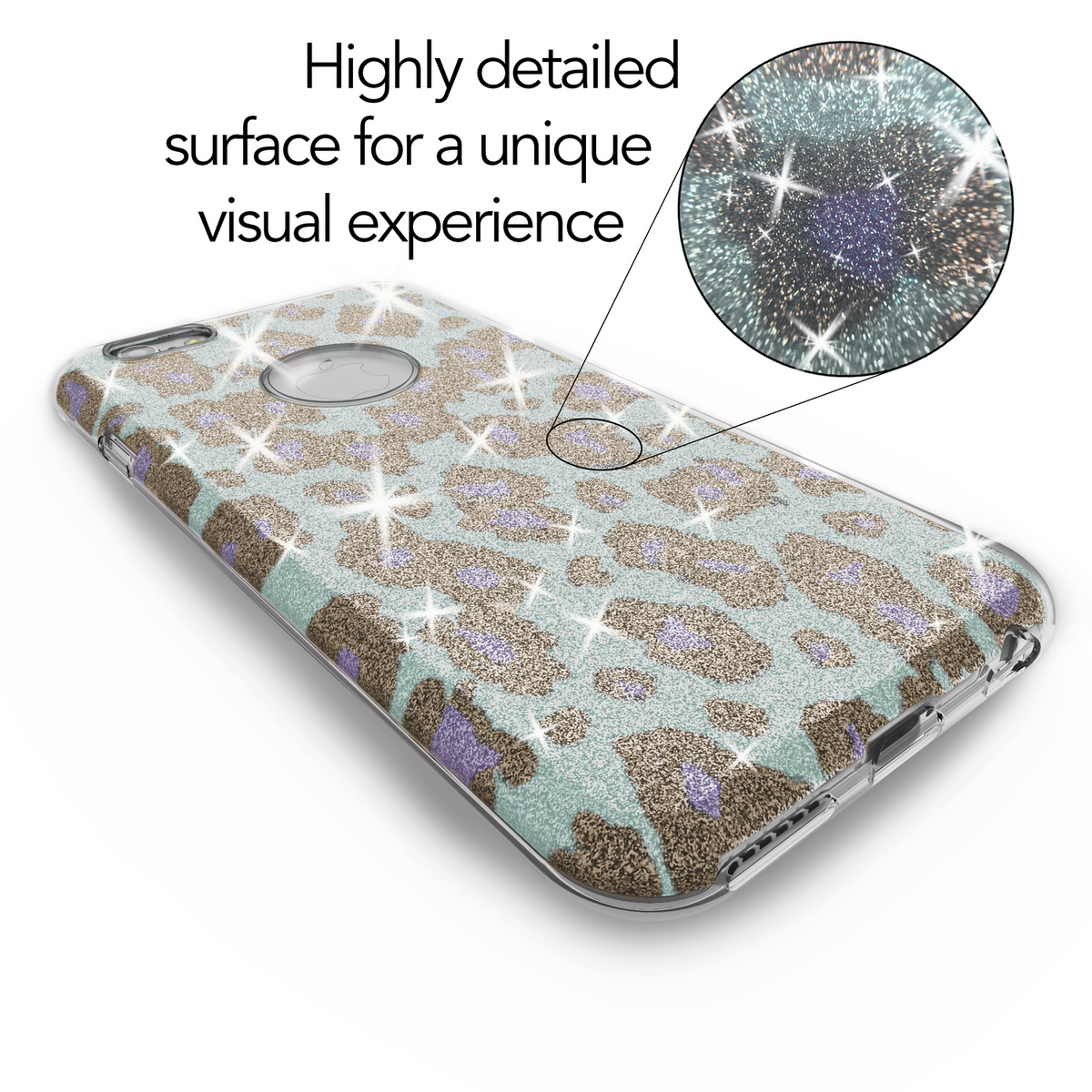 NALIA für IPHONE 6 / 6S Hülle TPU Silikon Cover Case Sparkle Leopard - Türkis Blau