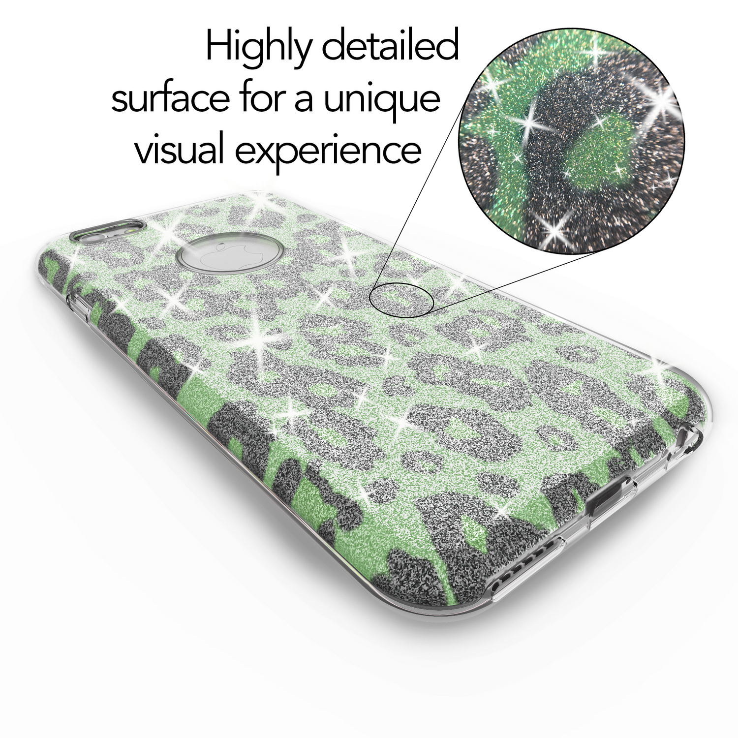 TPU-Hülle für iPhone 6/6S Leopardenmuster Glitzer Grün | NALIA Berlin