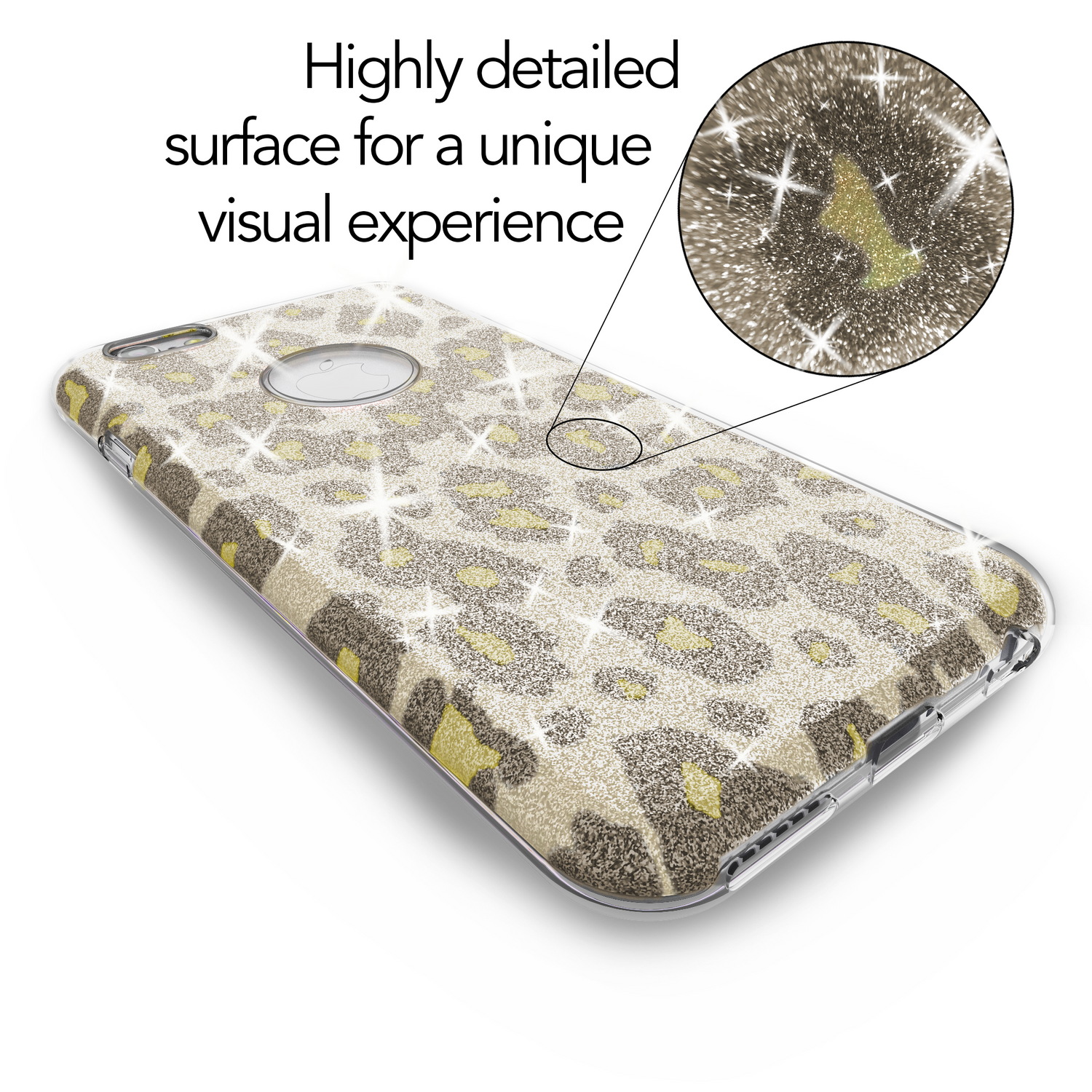 TPU-Hülle für iPhone 6/6S Glitzer Leopardenmuster Silber Grün | NALIA Berlin