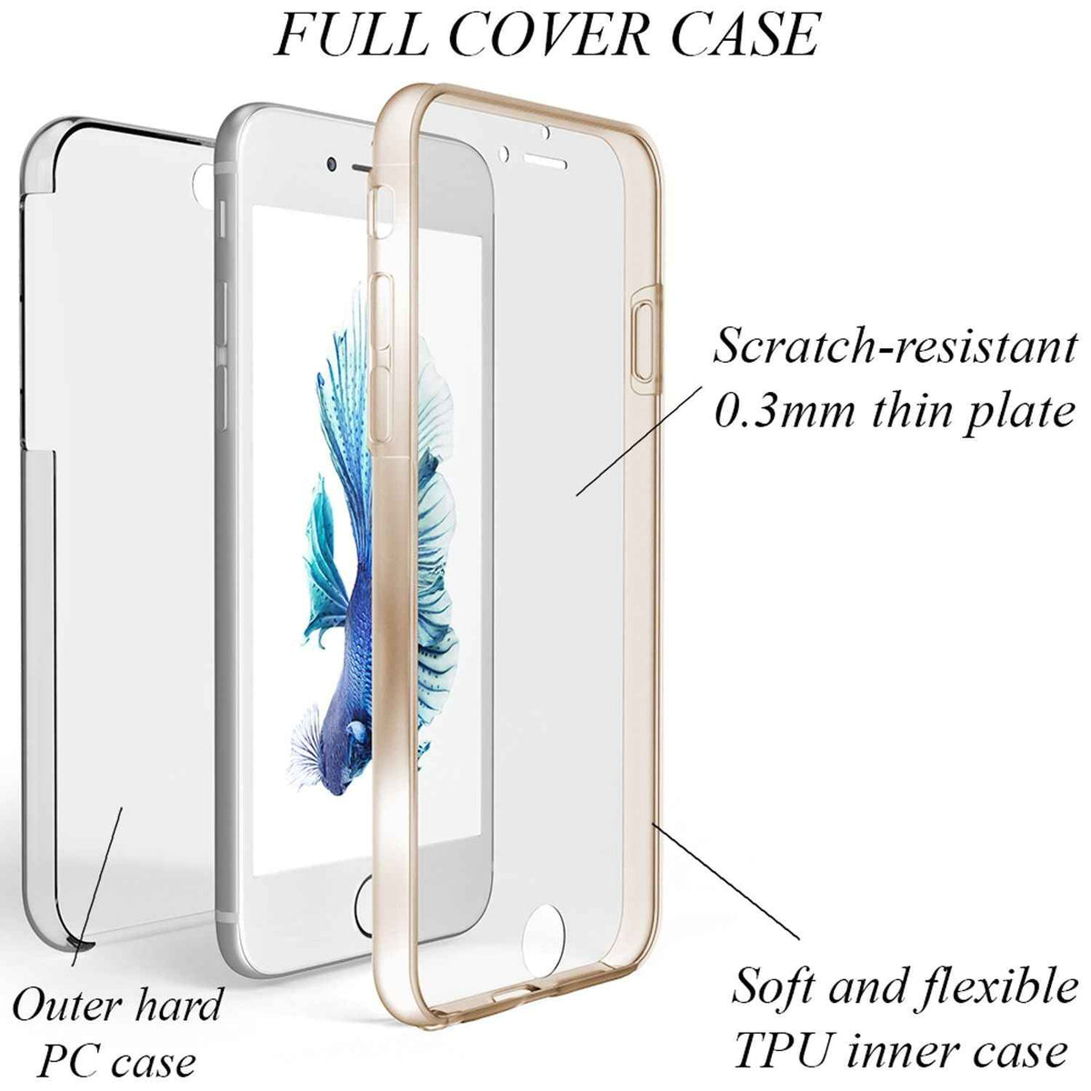 NALIA 360 Grad Handy Hülle für Apple iPhone 6 6S, Full Cover Silikon Bumper Case