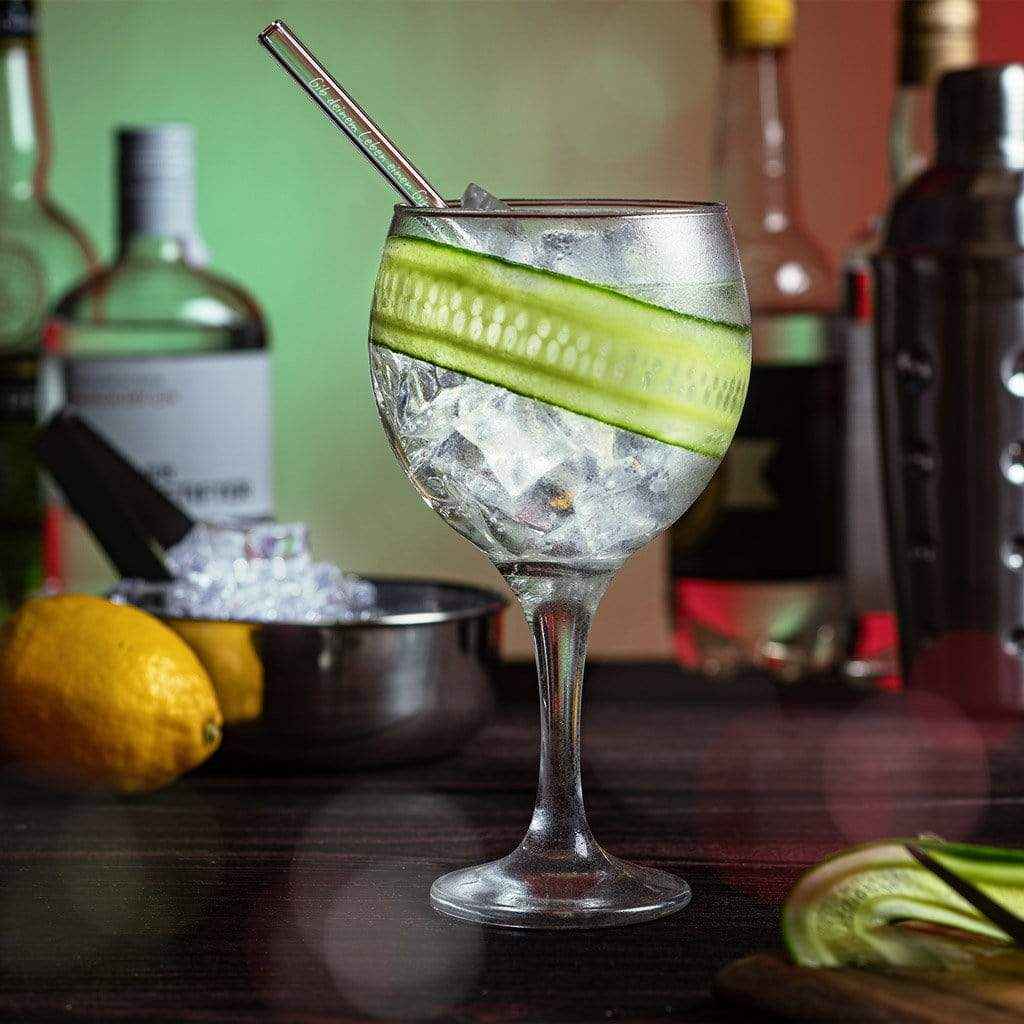 Gin Edition 6x Glasstrohhalme mit gravierten Gin-Sprüchen in Deutsch 15cm, 20cm und 23cm