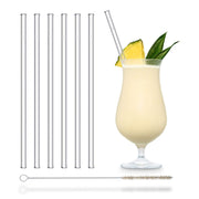 Glasstrohhalme 23 cm transparent 6er Set spülmaschinenfest mit Reinigungsbürste