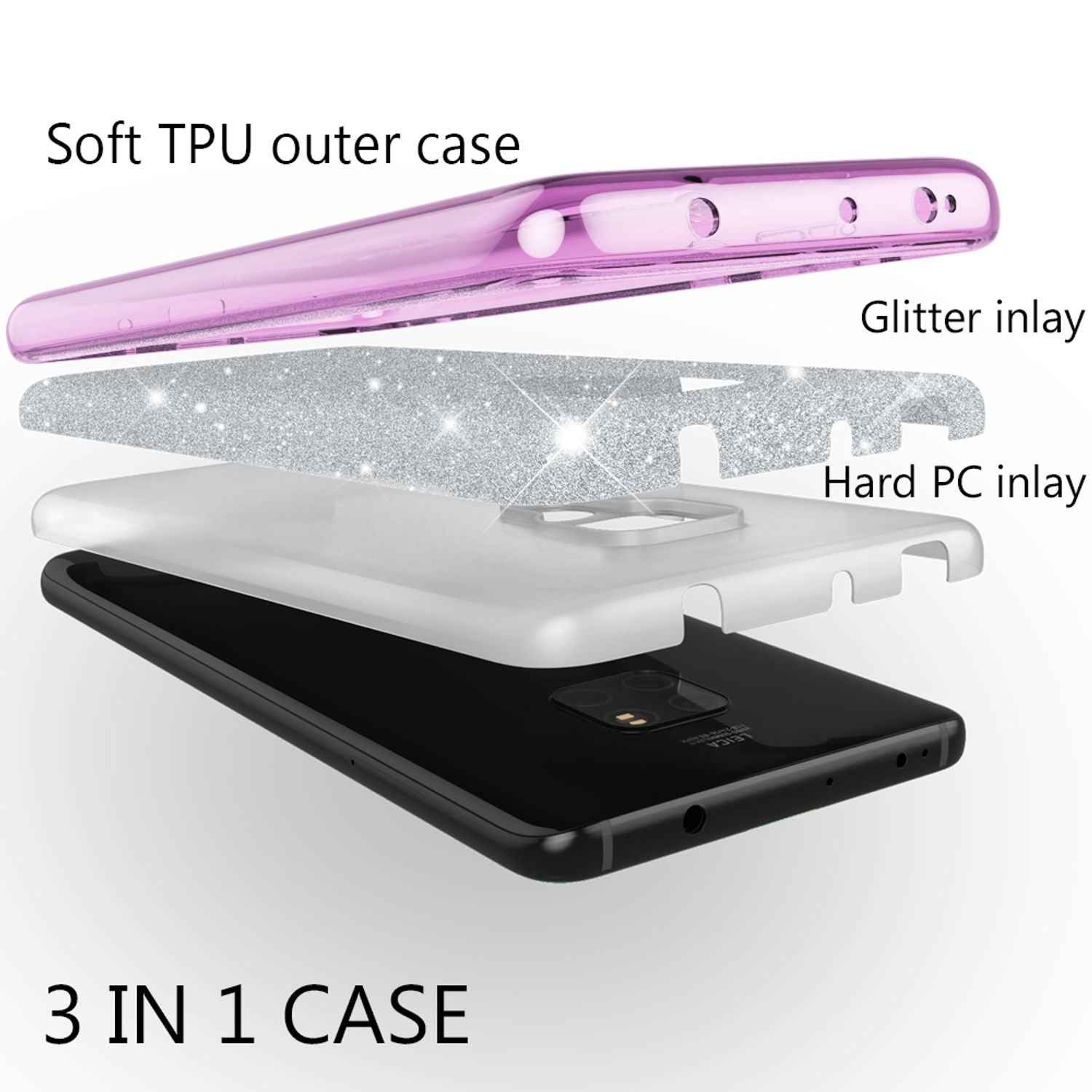 NALIA Handyhülle für Huawei Mate20, Glitzer Slim Silikon Case Cover Schutzhülle