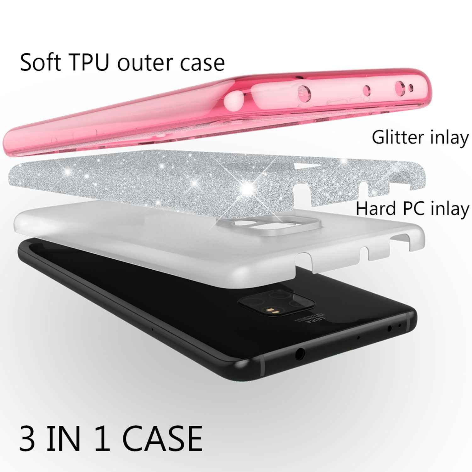 NALIA Handyhülle für Huawei Mate20, Glitzer Slim Silikon Case Cover Schutzhülle