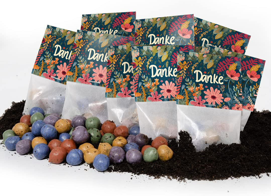 Blumenmurmeln 10 Tütchen mit je 5 Stück bunt Samenbomben Kindergeburtstag