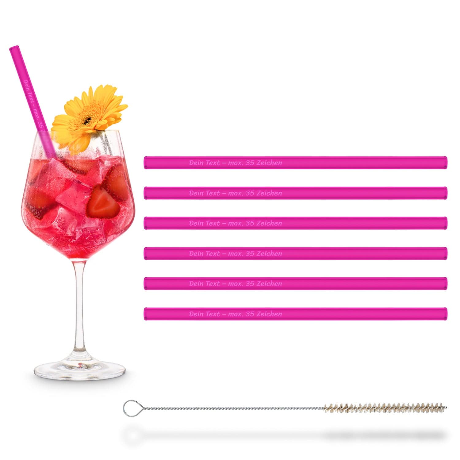 Glasstrohhalme 20 cm personalisierbar 6er Set mit Gravur | HALM Straws