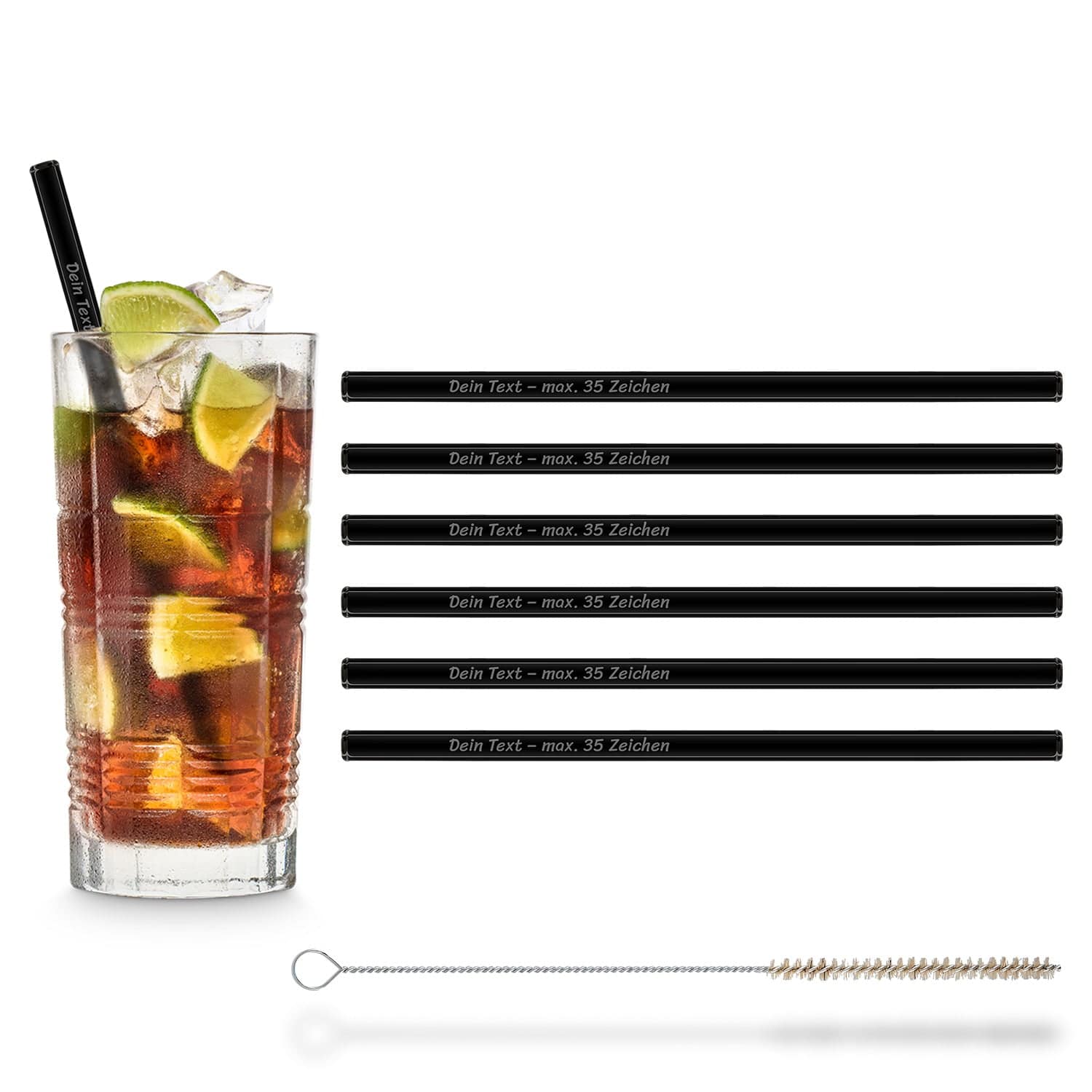 Glasstrohhalme 20 cm personalisierbar 6er Set mit Gravur | HALM Straws
