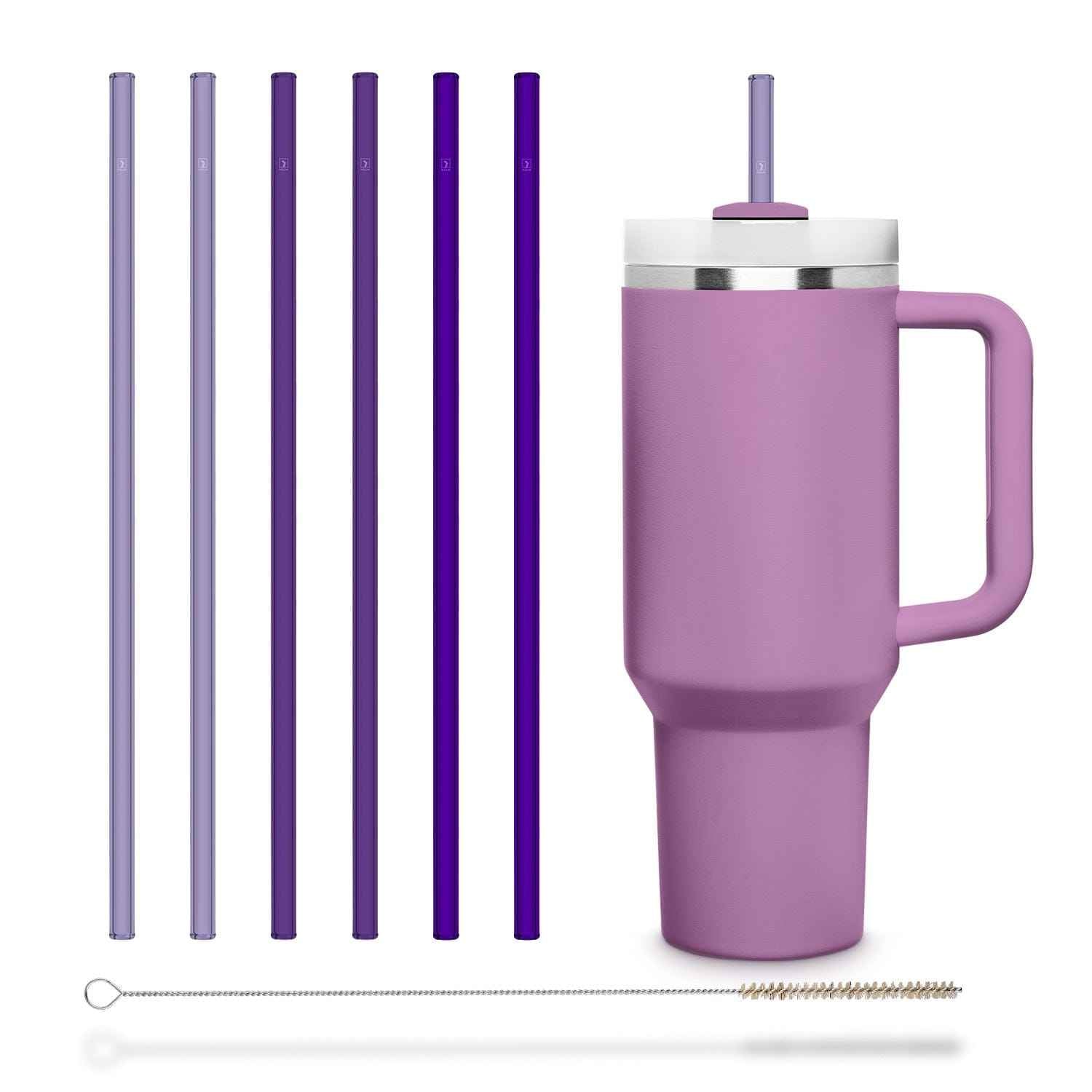 6x 30 cm Lila Stanley Glasstrohhalme für Stanley Cup Quencher & Flaschen 3 Farbtöne