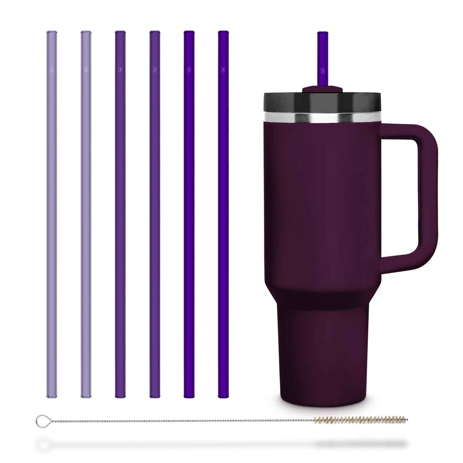 6x 30 cm Lila Stanley Glasstrohhalme für Stanley Cup Quencher & Flaschen 3 Farbtöne