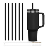 Glasstrohhalme 30 cm schwarz 6er Set spülmaschinenfest mit Reinigungsbürste