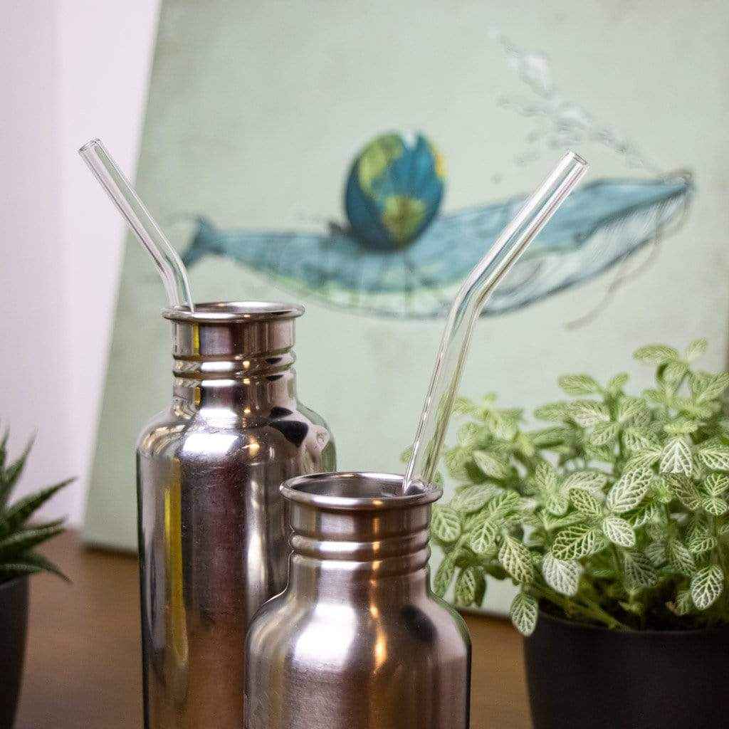 6x 30cm (Gebogen) Glasstrohhalme 0,33 - 0,6 Liter