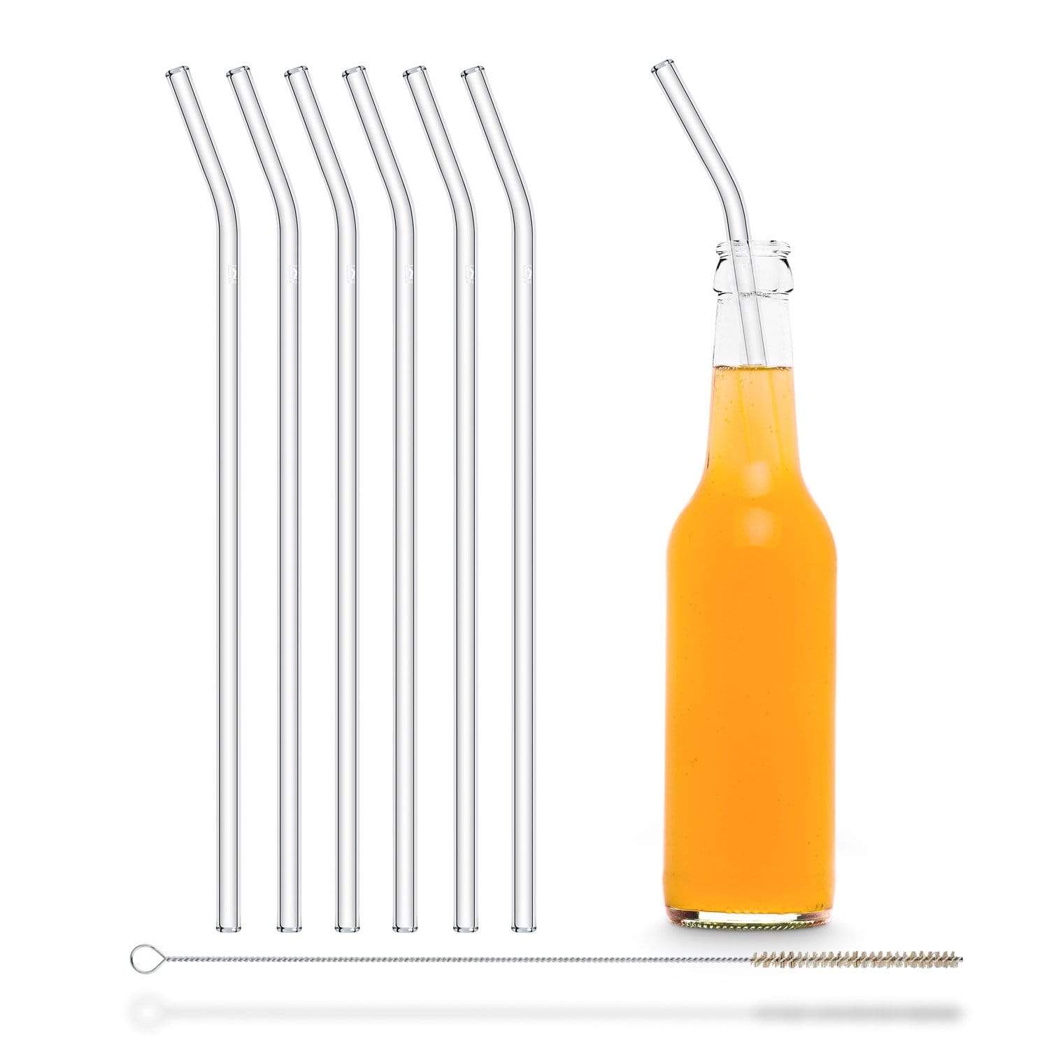 Glasstrohhalme gebogen 30 cm 6er Set spülmaschinenfest | HALM Straws