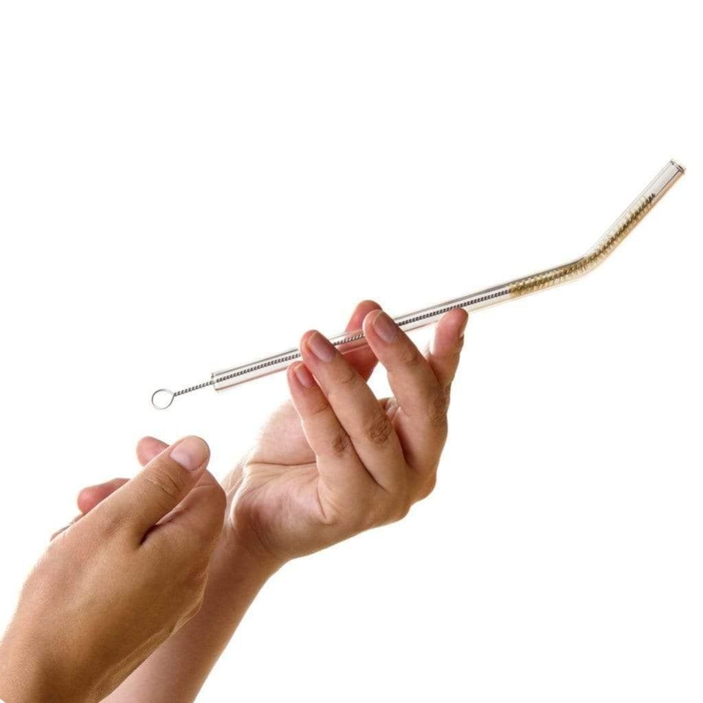 Glasstrohhalme gebogen 23 cm 6er Set transparent spülmaschinenfest | HALM Straws