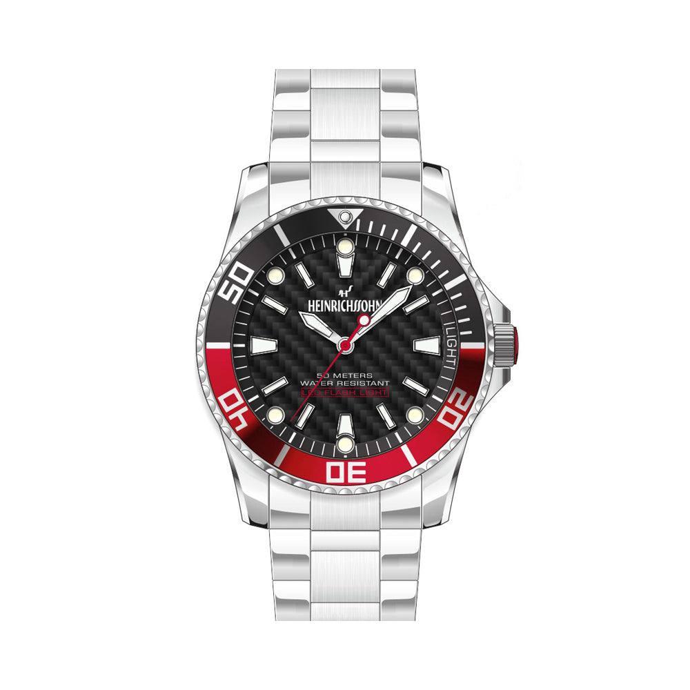 HEINRICHSSOHN Köln HS1015A Herrenuhr, schwarze Edelstahl-Uhr mit sportlichem Design