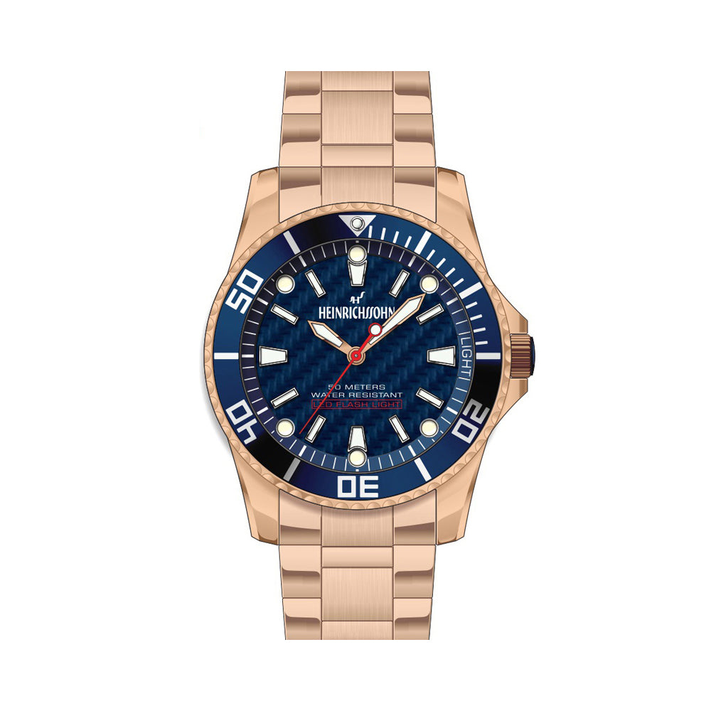 HEINRICHSSOHN Köln HS1015C Herrenuhr, sportliches Design, schwarze Edelstahl-Lünette