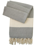 Hamamtuch Charlotte dunkelgrau, handgewebt, ideal für Strand und Sauna