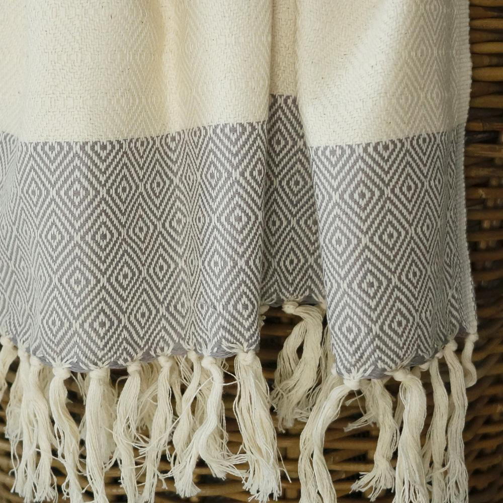 Hamamtuch Charlotte in dunkelgrau, handgewebt, stilvolles Design