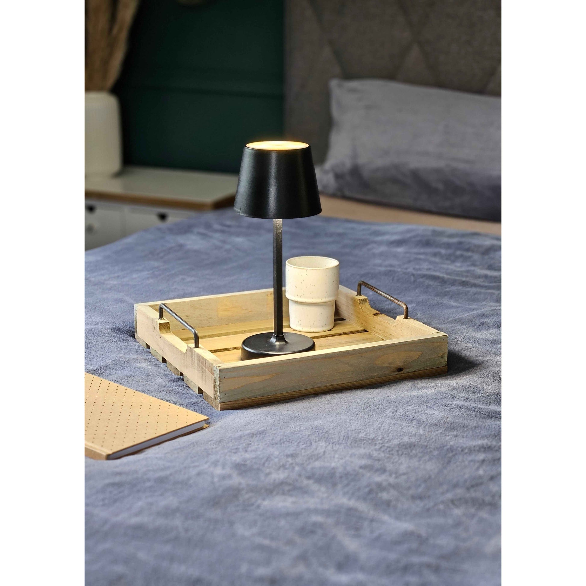 Dekotablett Serviertablett Holztablett braun 30 cm cm Holz Metallgriff dekorativ 2er Set