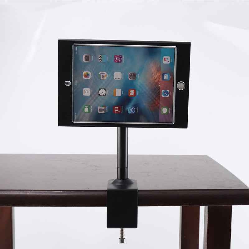 SYSTEM-S Stangen Halterung mit Schloss Befestigung aus Metall in Schwarz für iPad Mini